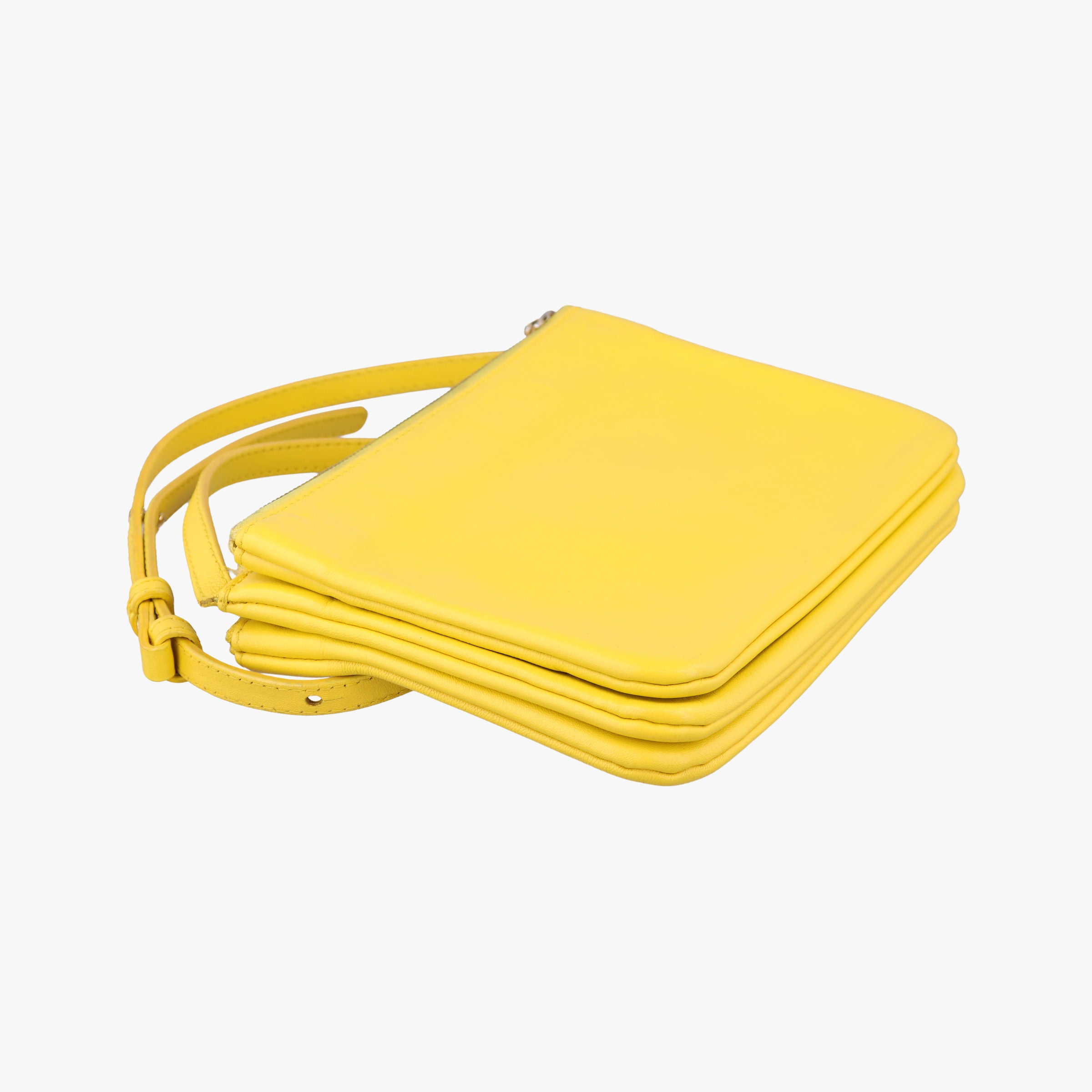 Pre-owned Celine TRIO Yellow Leather  shoulderbag | stylenewstar