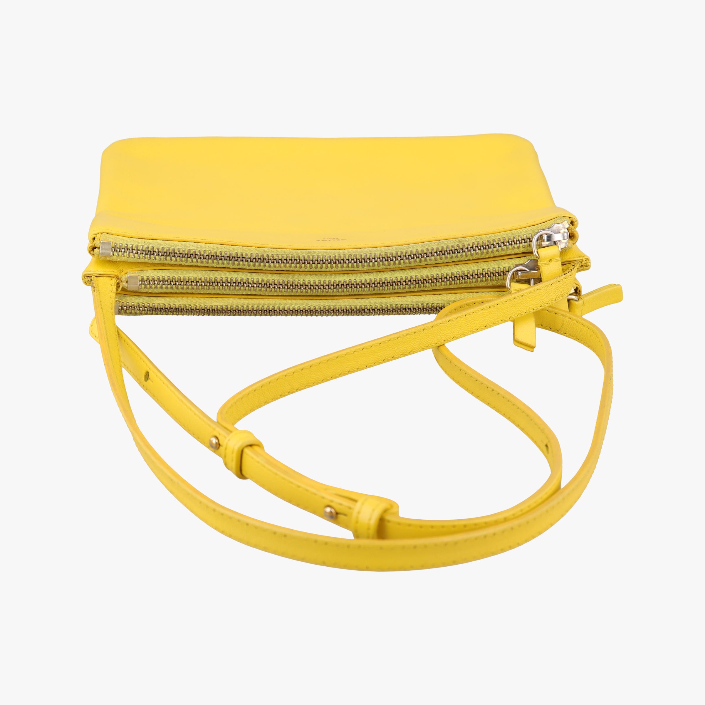 Pre-owned Celine TRIO Yellow Leather  shoulderbag | stylenewstar