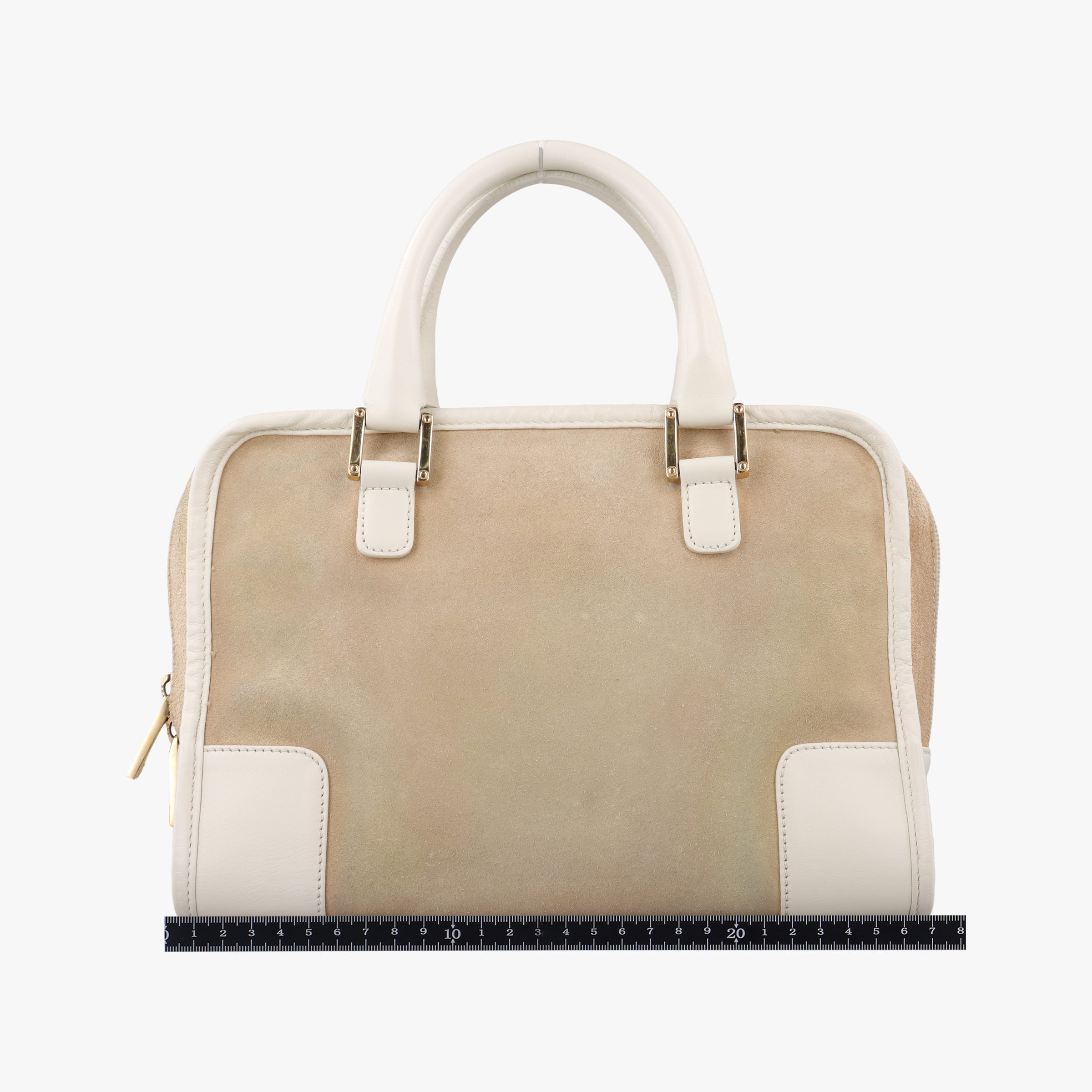 Secondhand Loewe Amazona White×Beige Suede×leather  handbag | stylenewstar