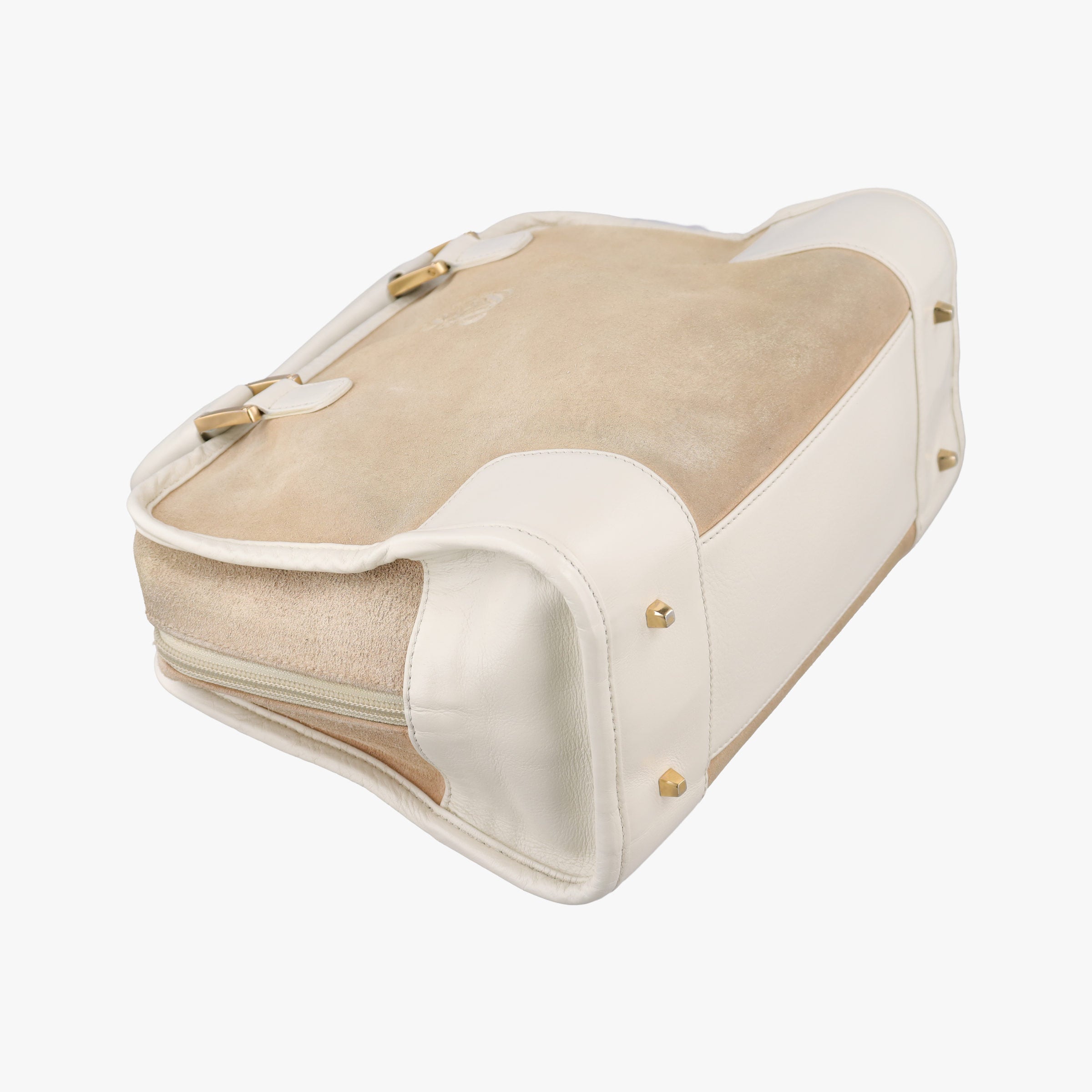 Secondhand Loewe Amazona White×Beige Suede×leather  handbag | stylenewstar