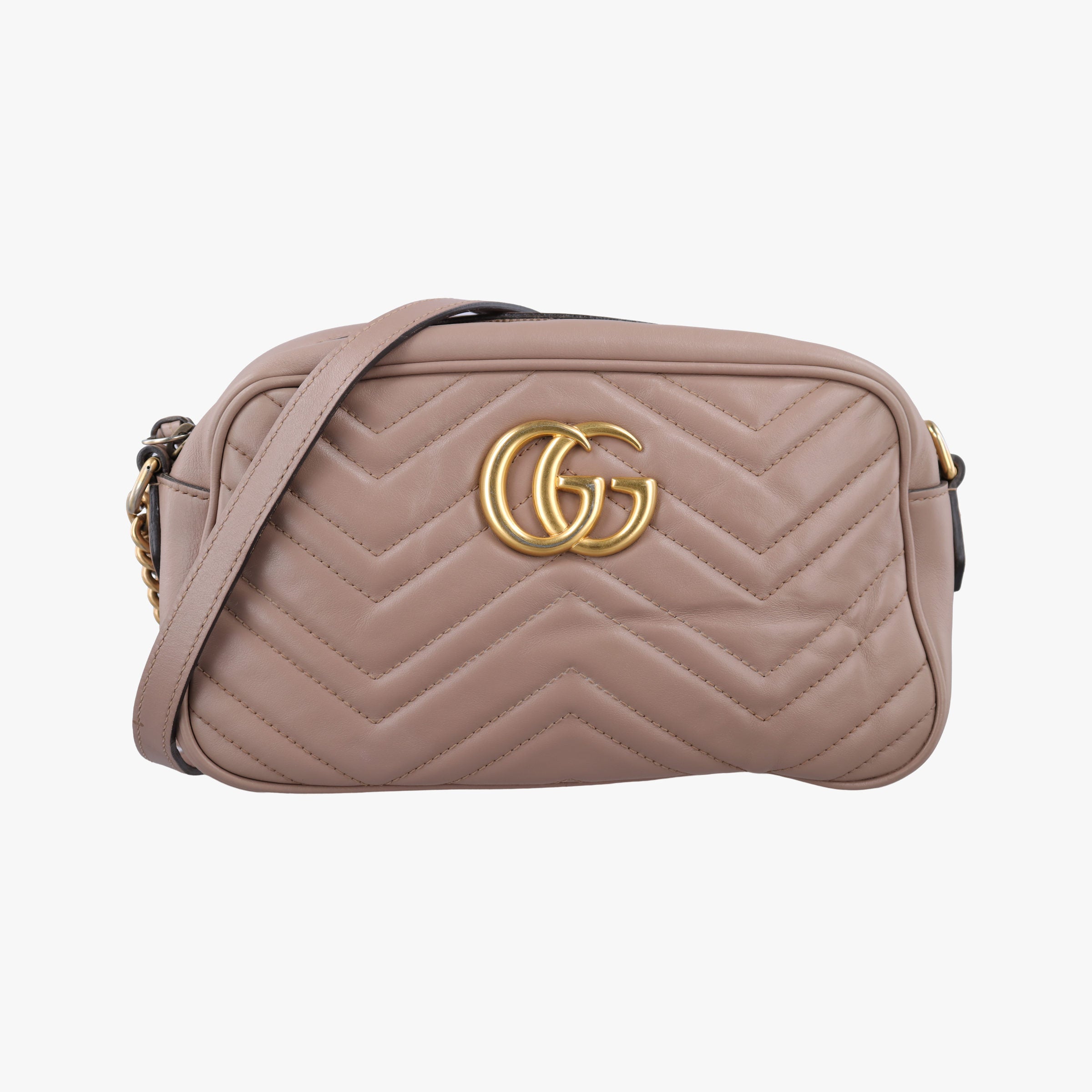 Pre-owned Gucci GG Marmont beige Leather 447632 shoulderbag | stylenewstar