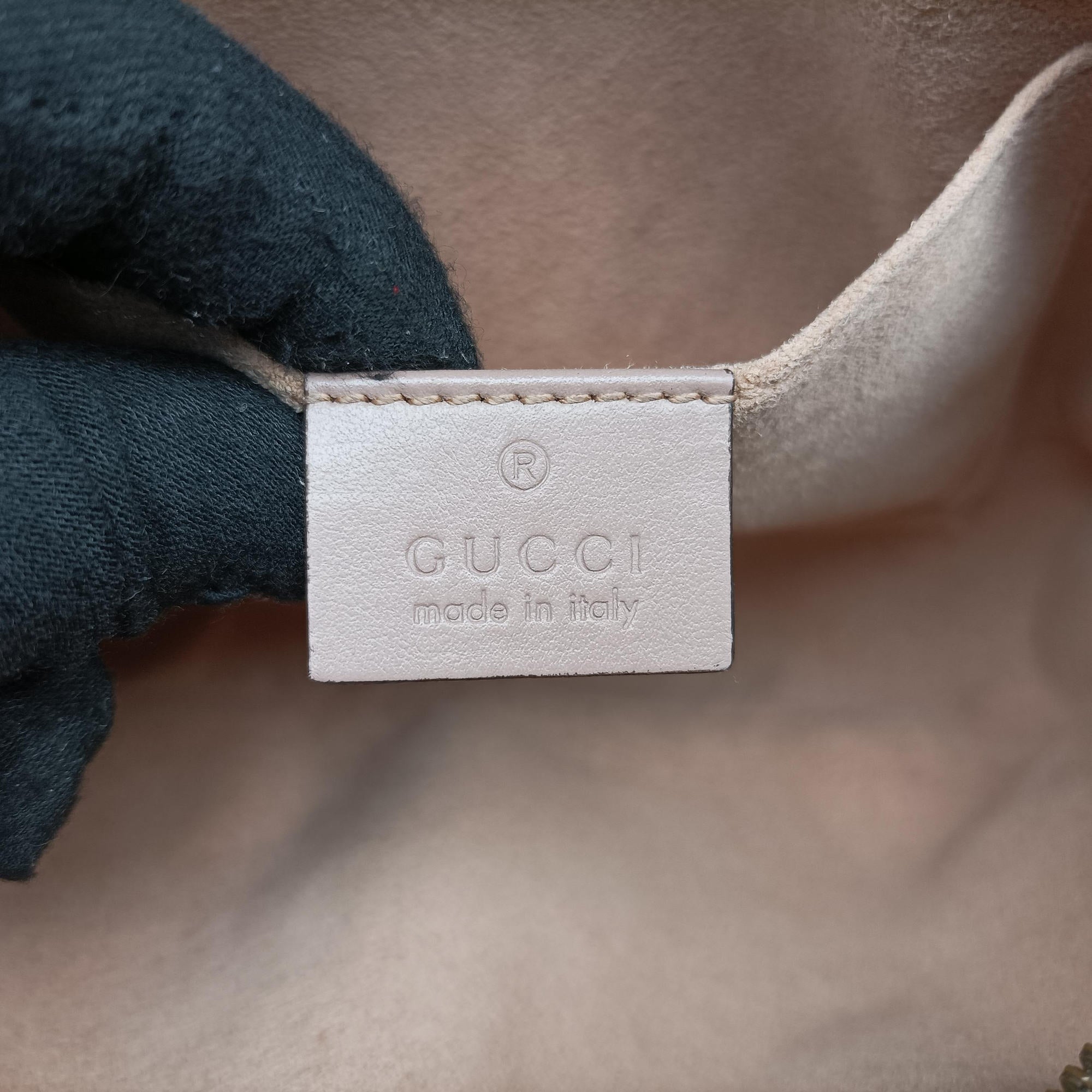 Pre-owned Gucci GG Marmont beige Leather 447632 shoulderbag | stylenewstar