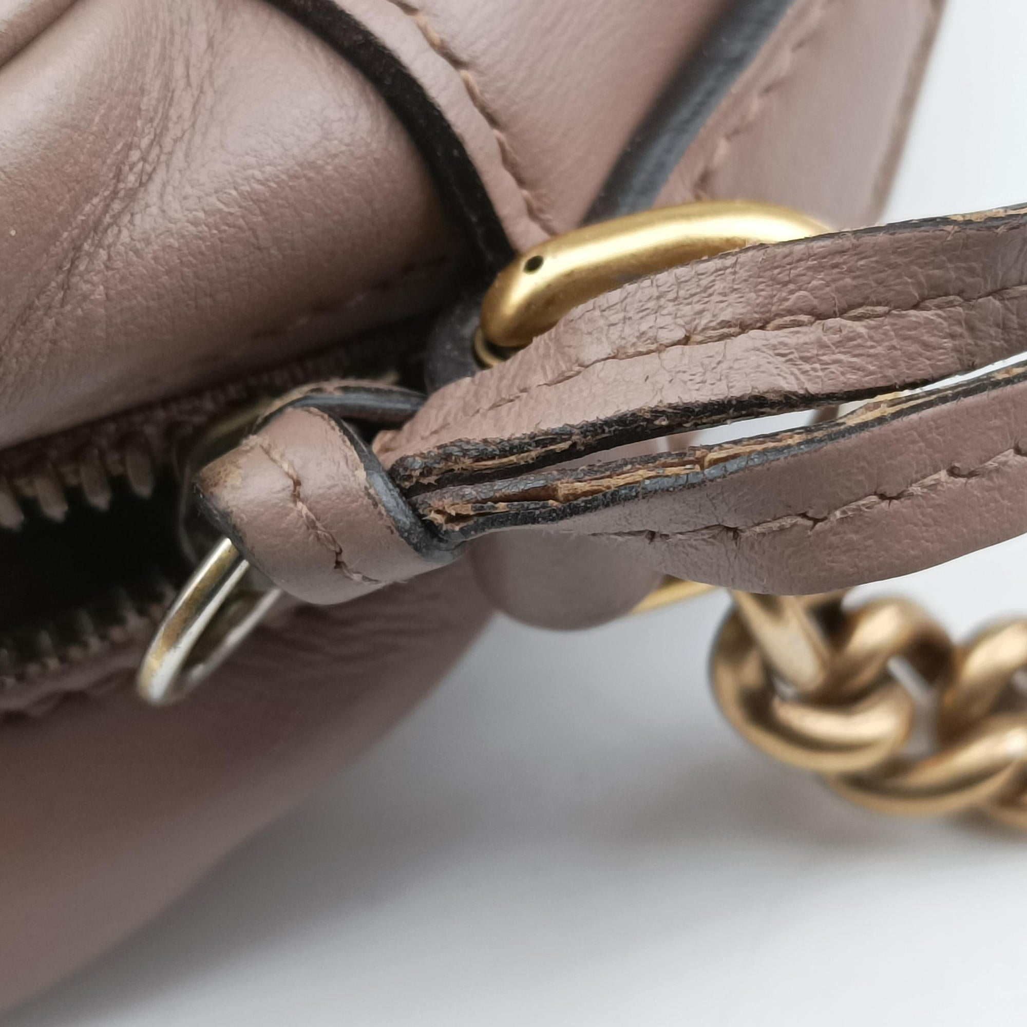 Pre-owned Gucci GG Marmont beige Leather 447632 shoulderbag | stylenewstar