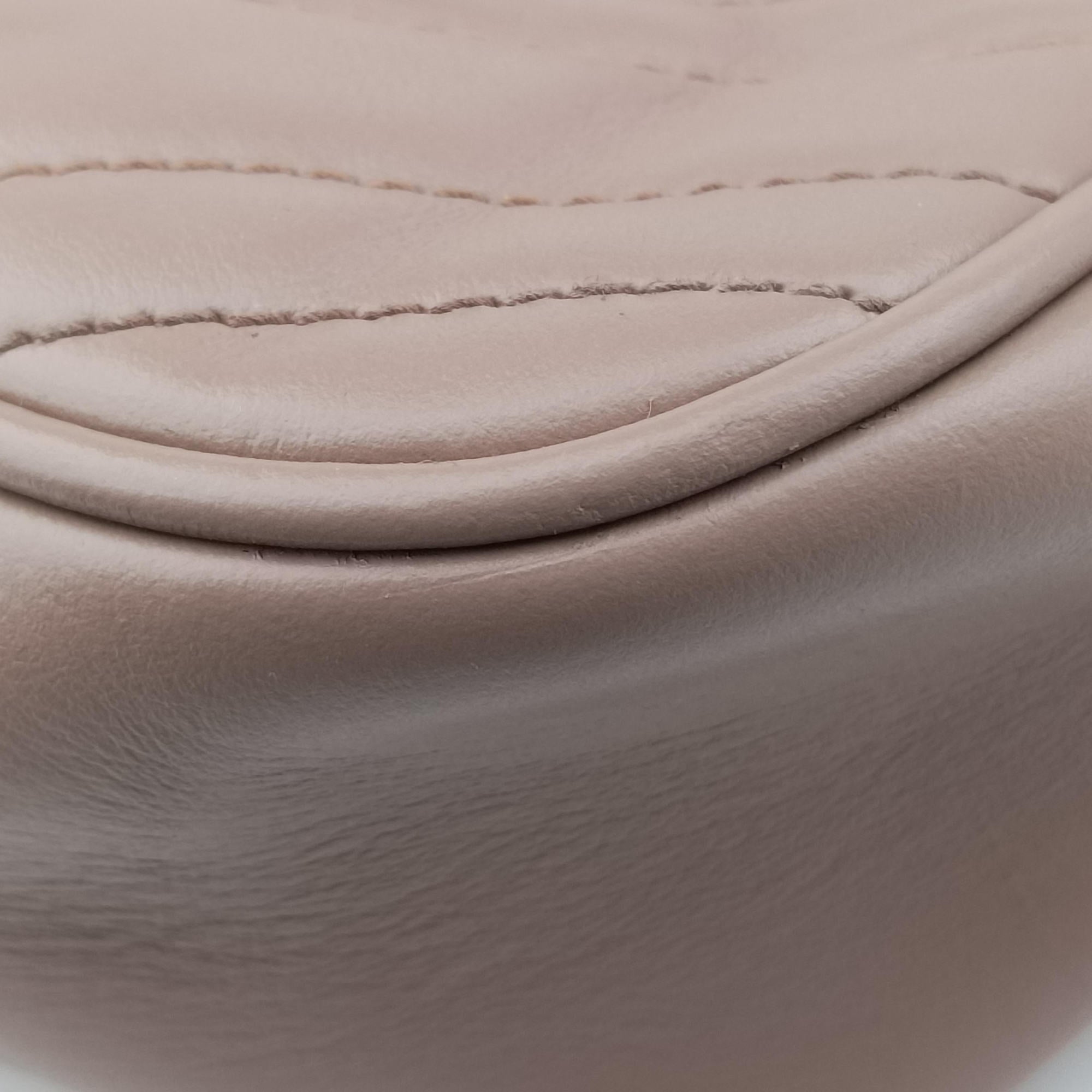 Pre-owned Gucci GG Marmont beige Leather 447632 shoulderbag | stylenewstar