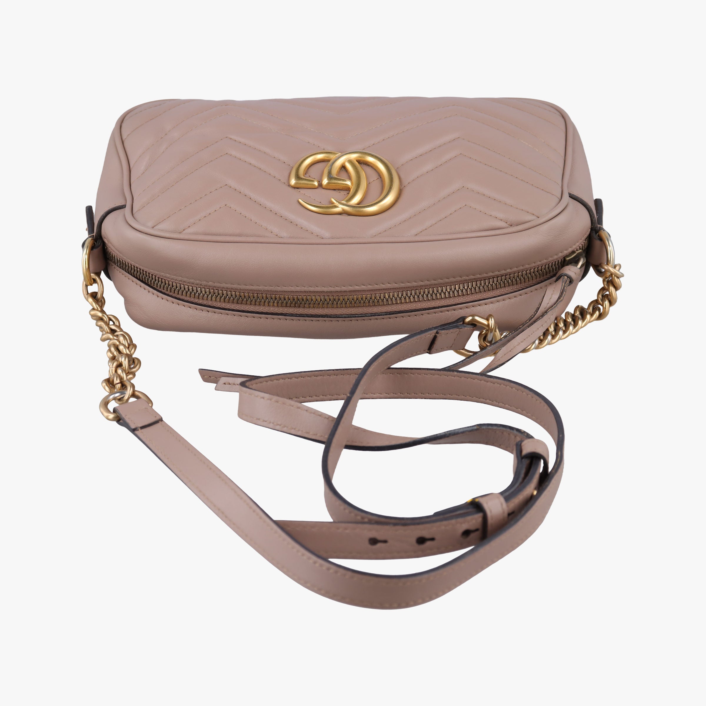 Pre-owned Gucci GG Marmont beige Leather 447632 shoulderbag | stylenewstar