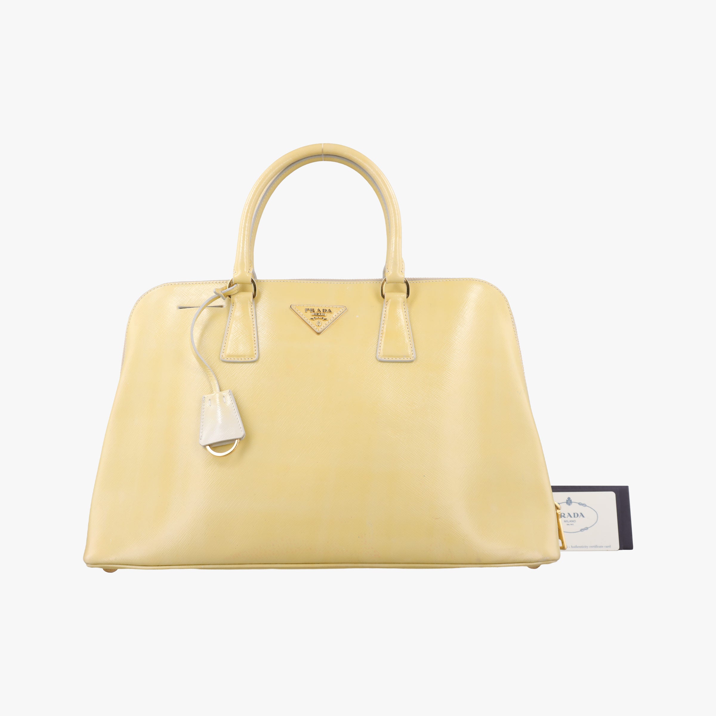 Pre-owned Prada Promenade Yellow SAFFIANO Leather BN2558 handbag | stylenewstar