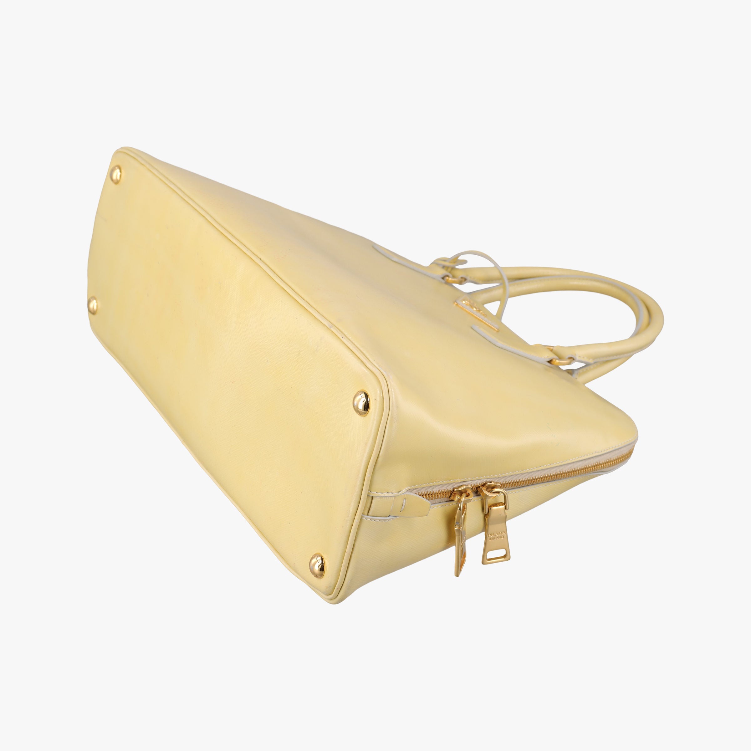 Pre-owned Prada Promenade Yellow SAFFIANO Leather BN2558 handbag | stylenewstar