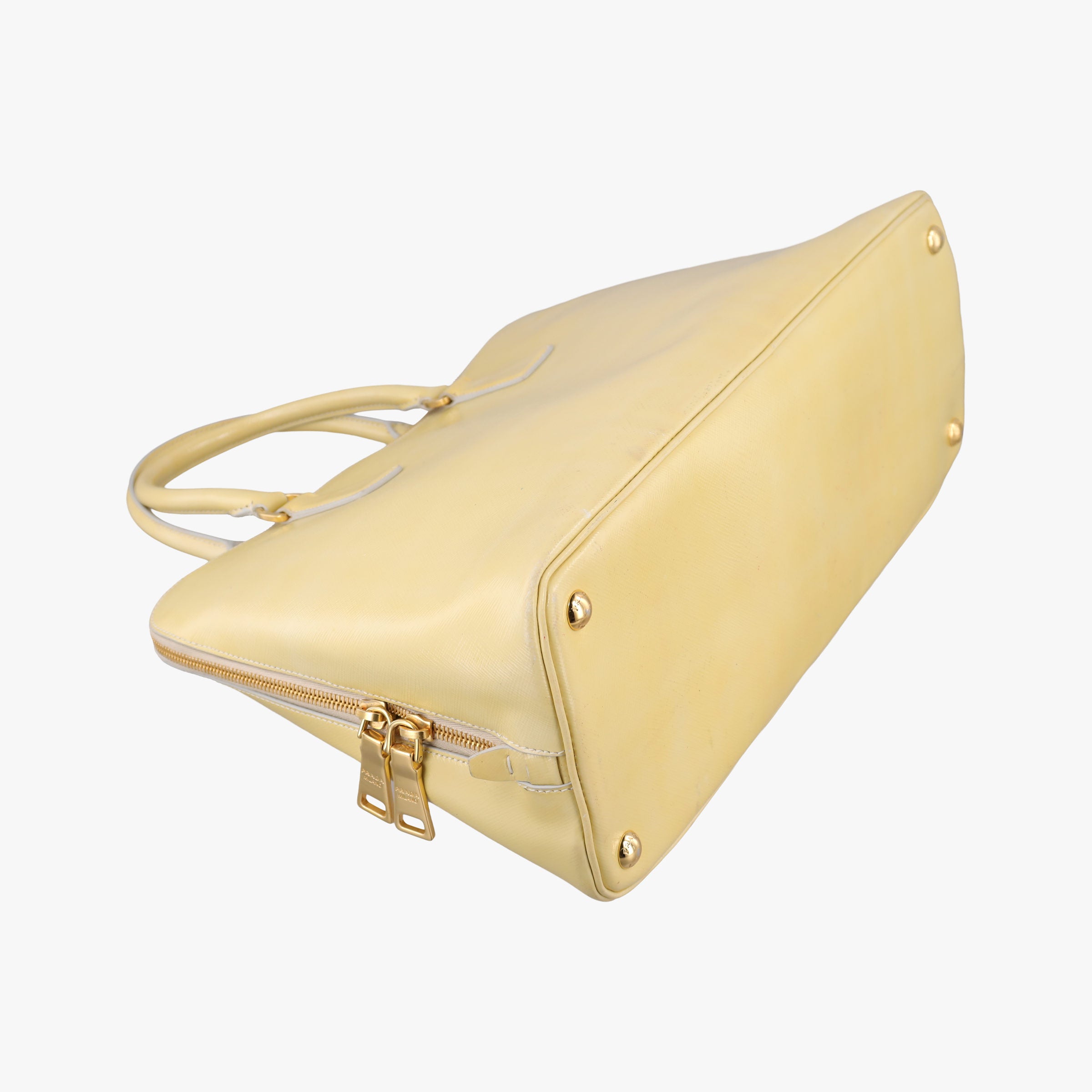 Pre-owned Prada Promenade Yellow SAFFIANO Leather BN2558 handbag | stylenewstar