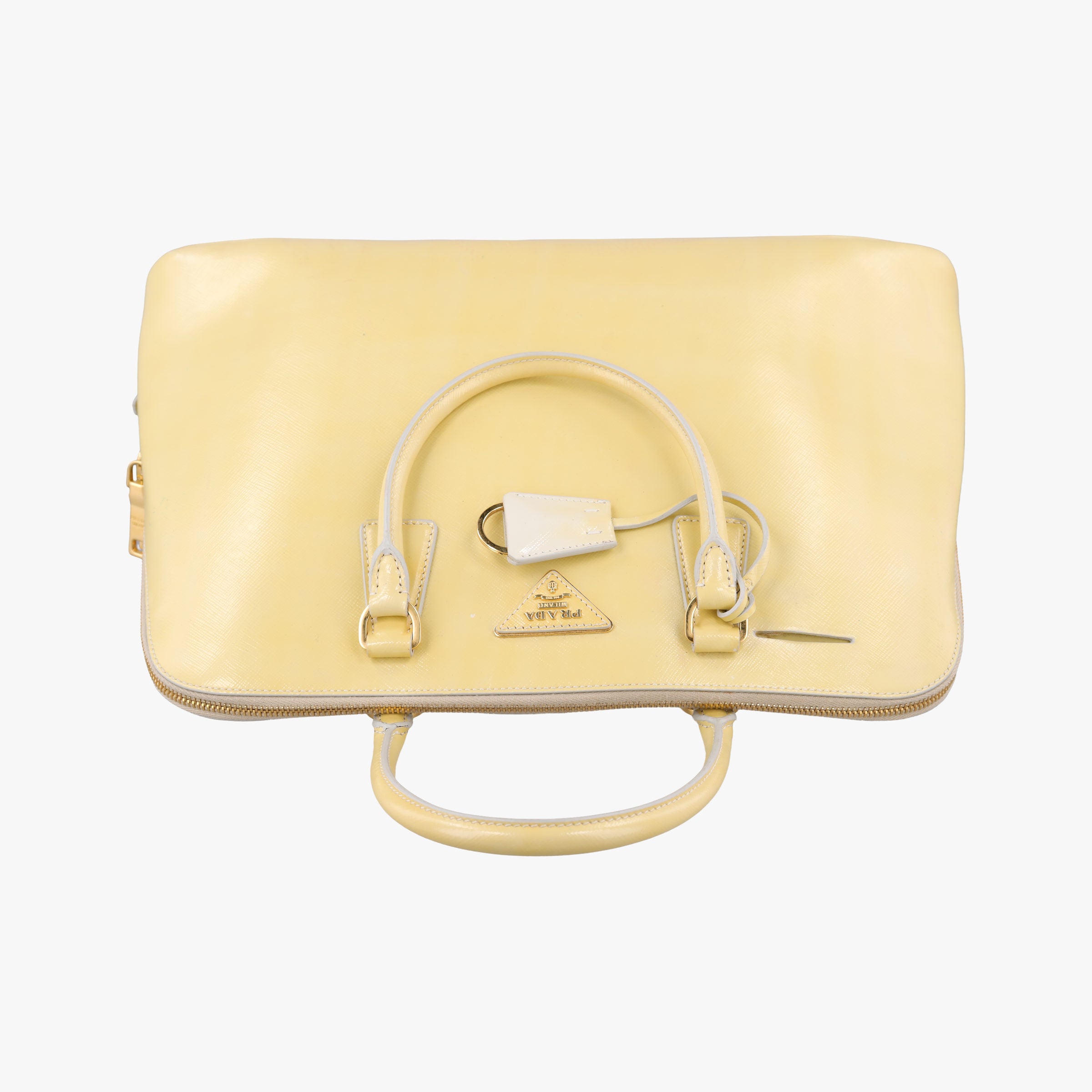 Pre-owned Prada Promenade Yellow SAFFIANO Leather BN2558 handbag | stylenewstar