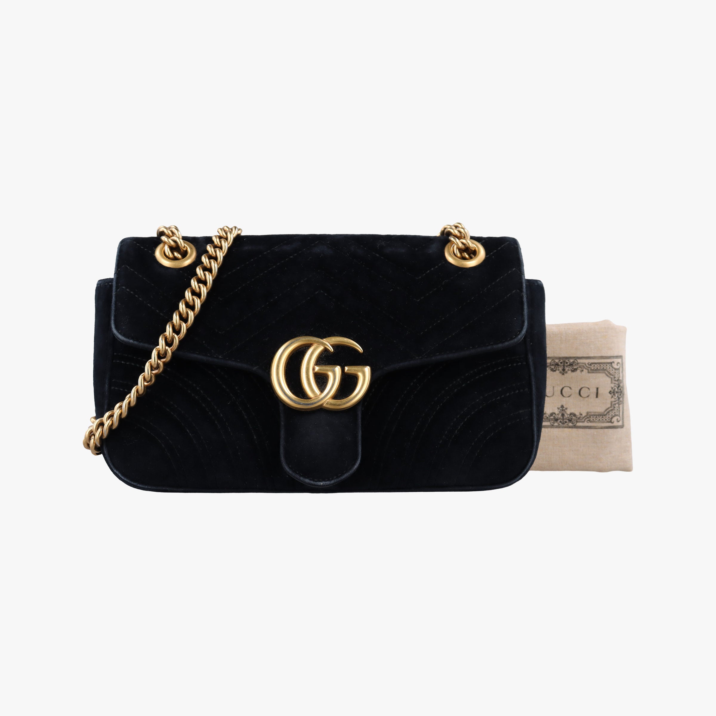 Pre-owned Gucci GG Marmont Black velour 443497 shoulderbag | stylenewstar