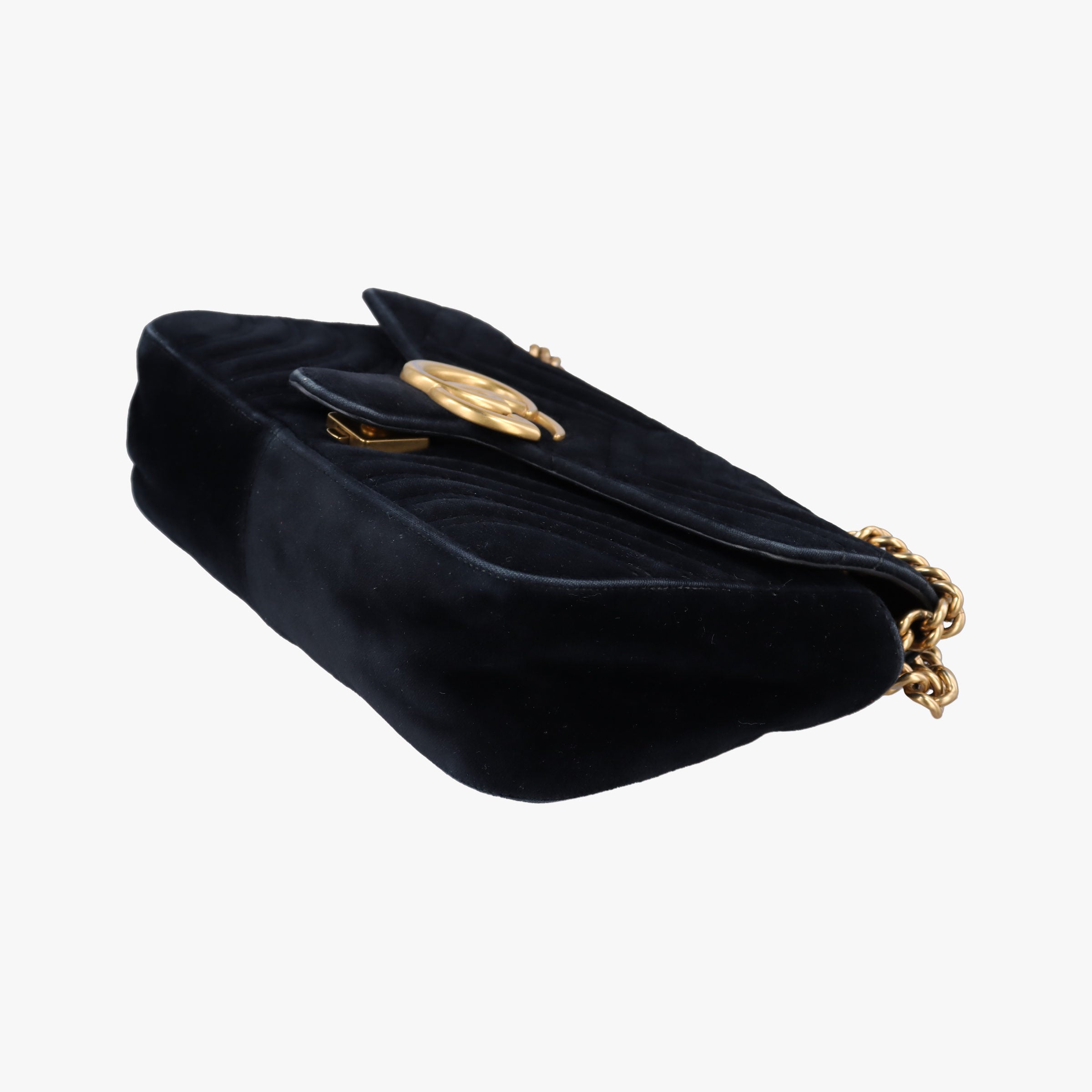 Pre-owned Gucci GG Marmont Black velour 443497 shoulderbag | stylenewstar