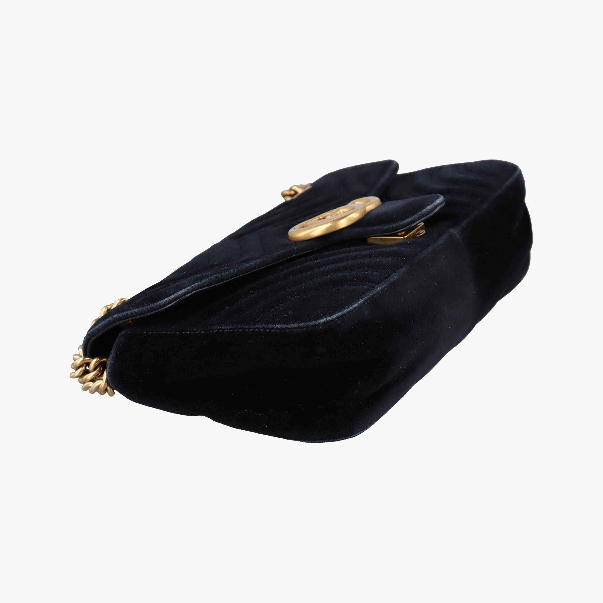 Pre-owned Gucci GG Marmont Black velour 443497 shoulderbag | stylenewstar