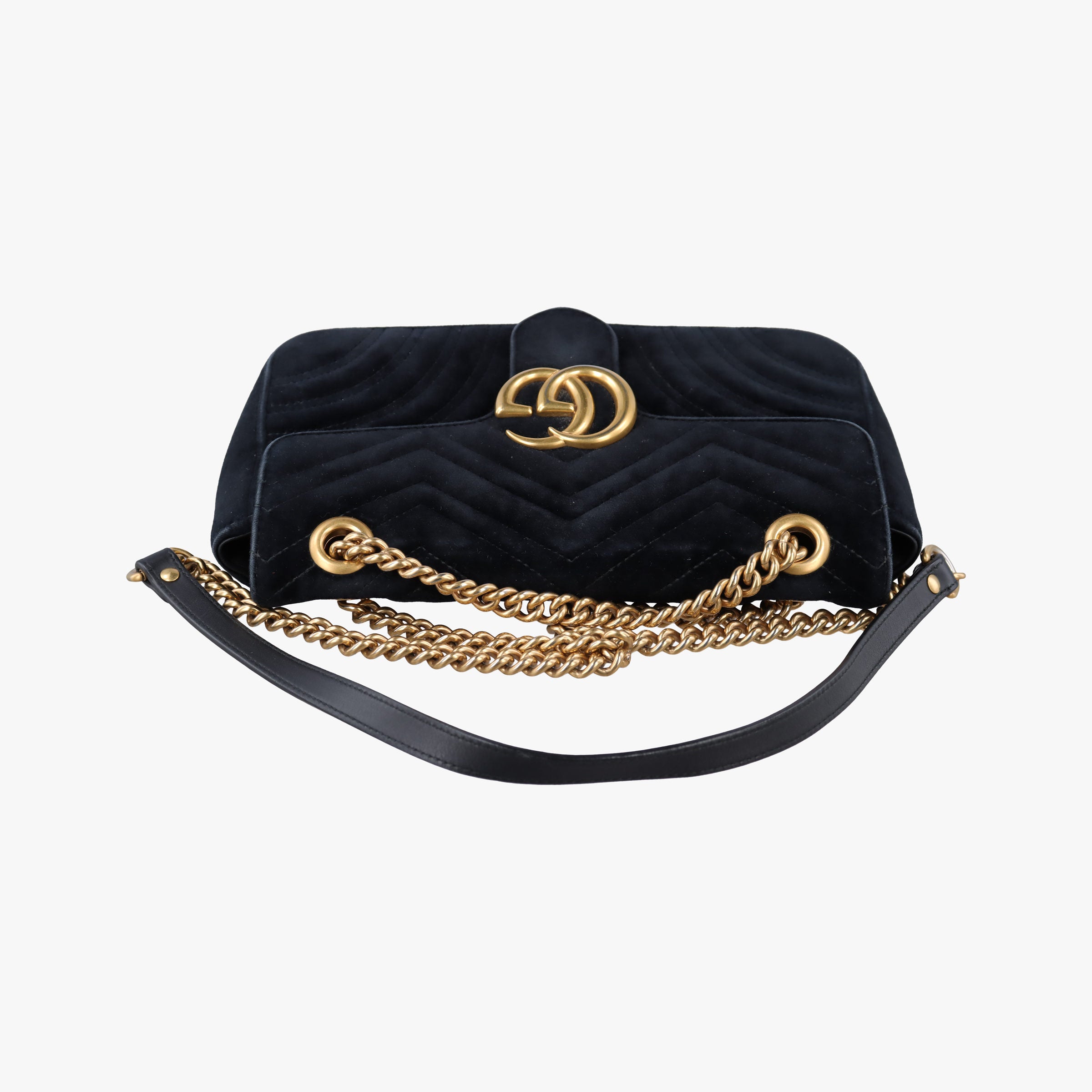 Pre-owned Gucci GG Marmont Black velour 443497 shoulderbag | stylenewstar