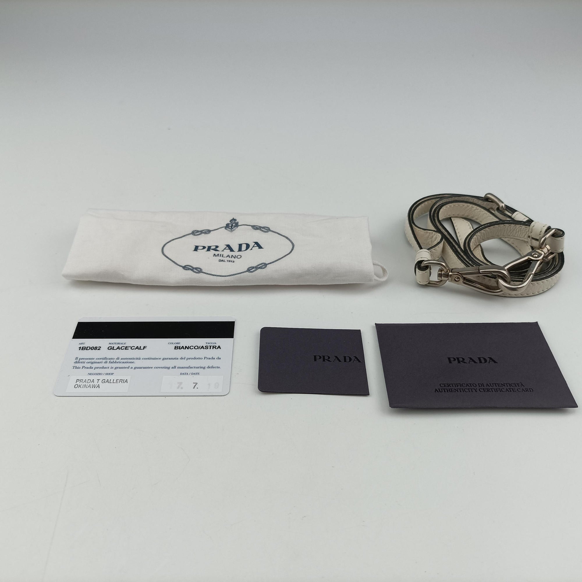 Pre-owned Prada Etiquette White Leather 1BD082 shoulderbag | stylenewstar