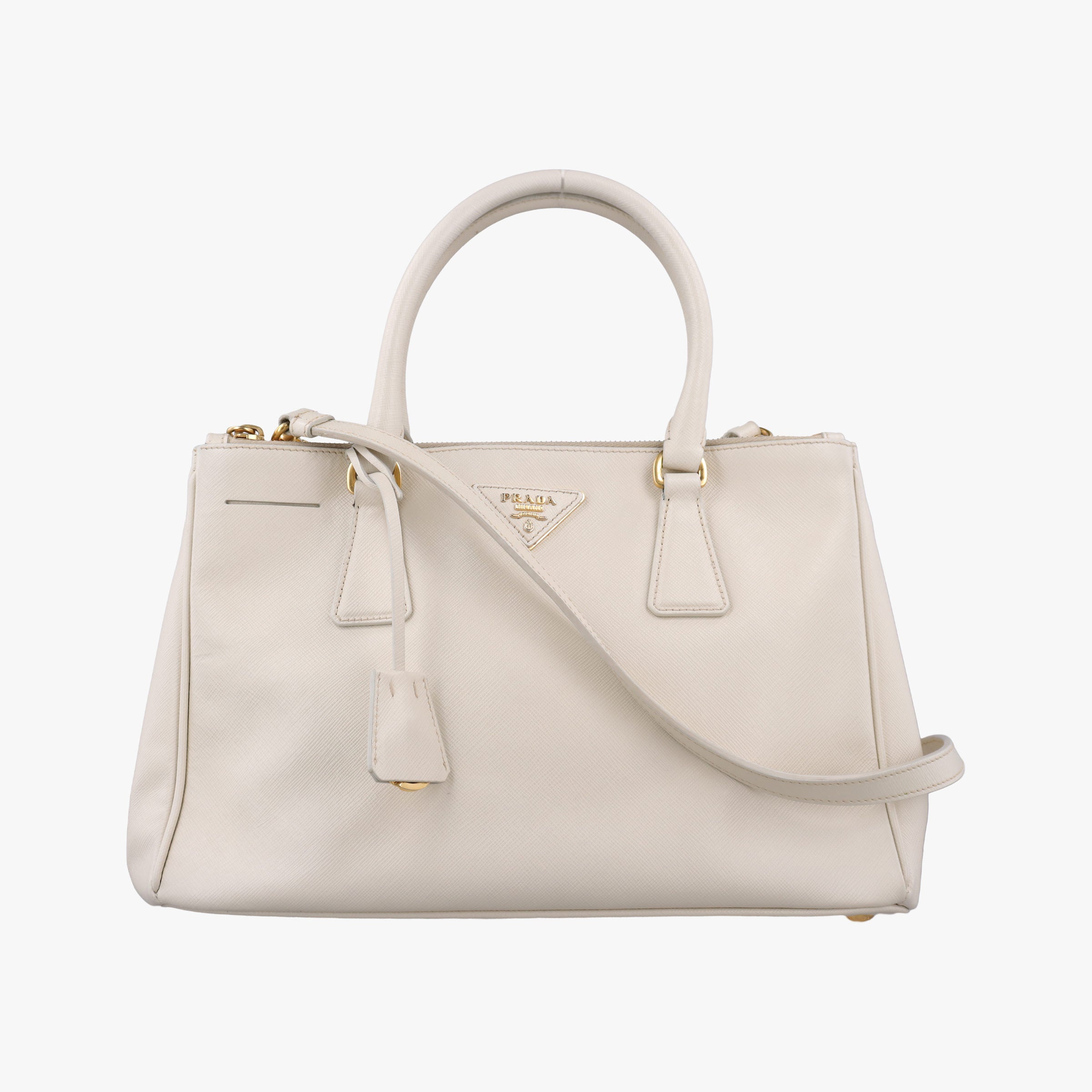 Pre-owned Prada Galleria White SAFFIANO Leather BN1801 shoulderbag | stylenewstar