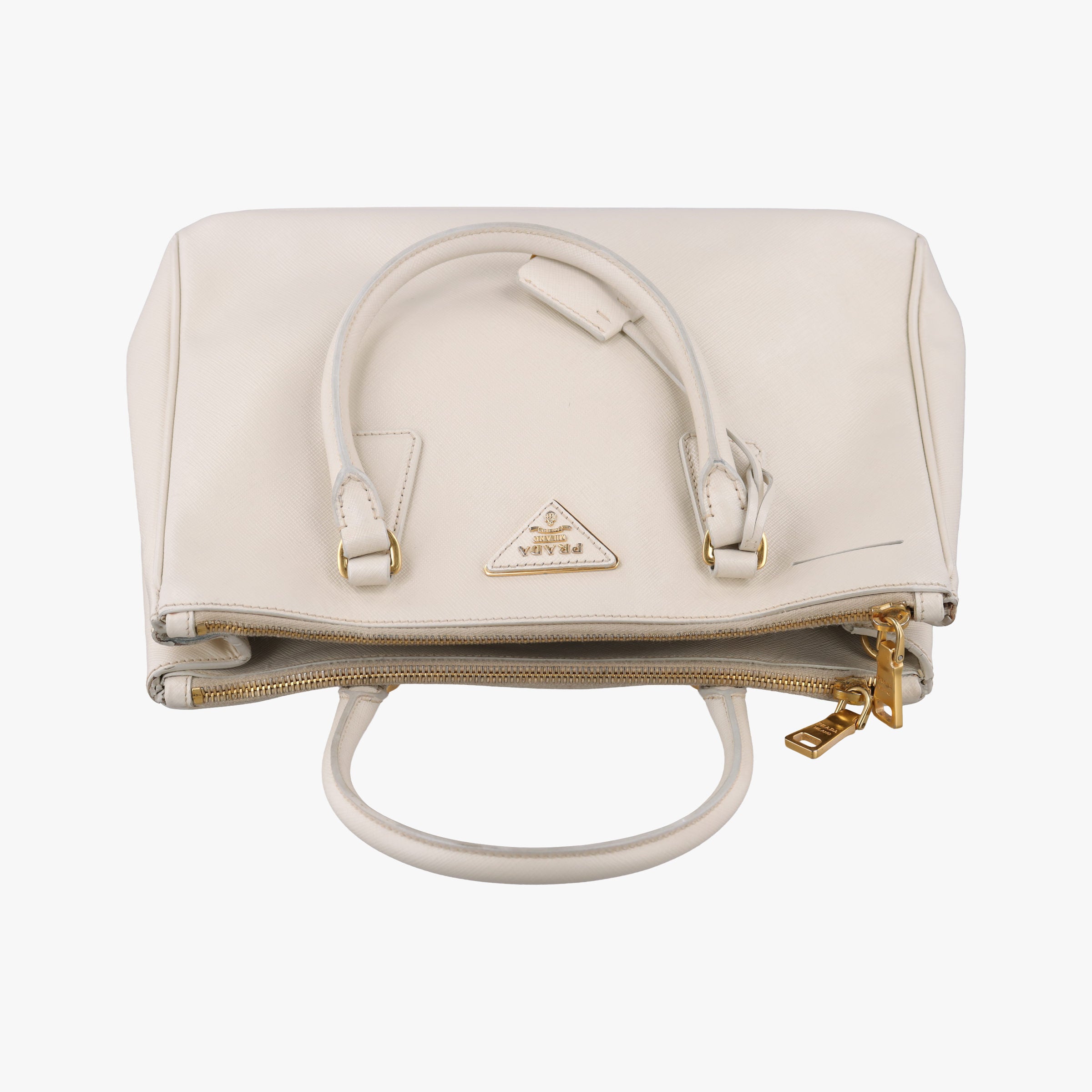Pre-owned Prada Galleria White SAFFIANO Leather BN1801 shoulderbag | stylenewstar