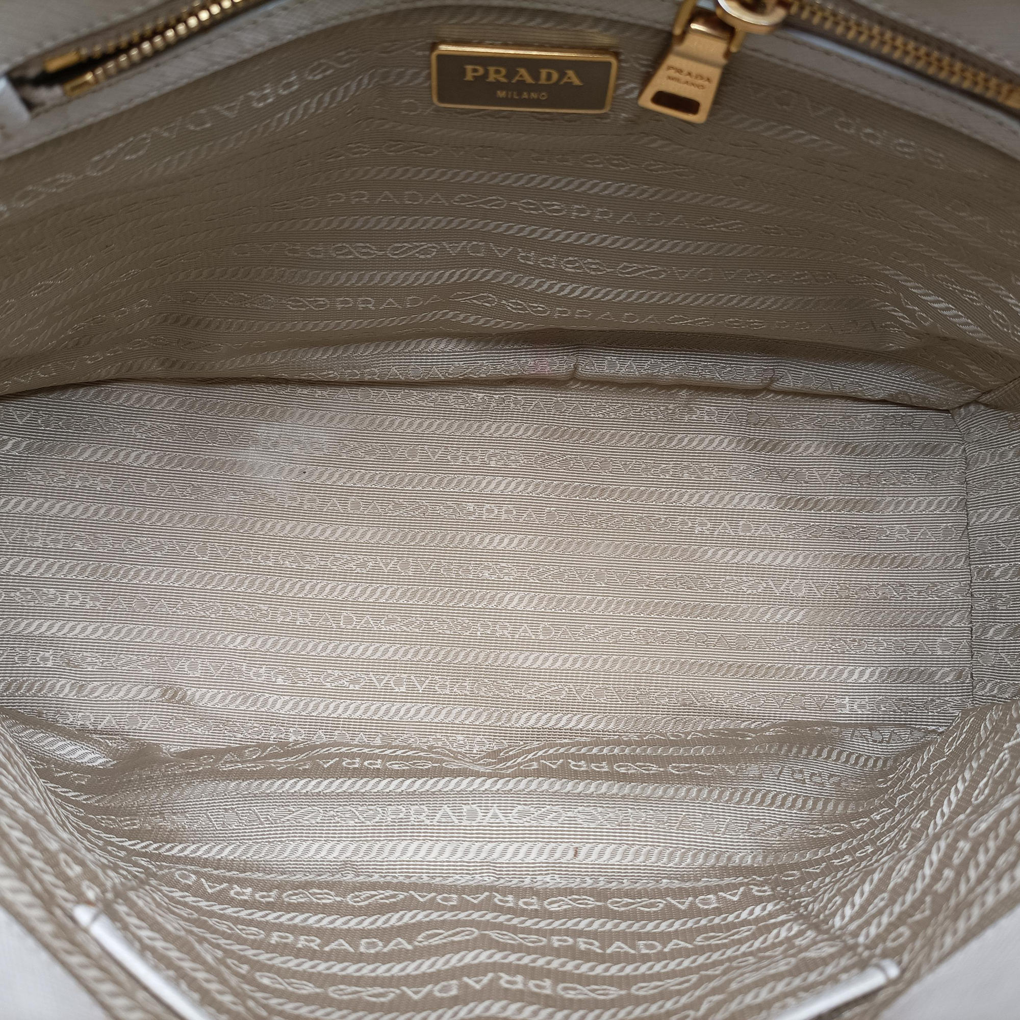 Pre-owned Prada Galleria White SAFFIANO Leather BN1801 shoulderbag | stylenewstar
