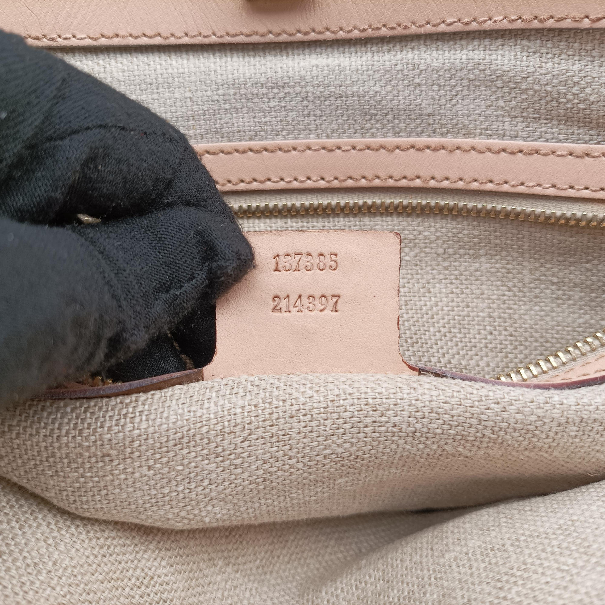 Pre-owned Gucci Horsebit Medium Hasler Ivory×Pink×Multicolor canvas×leather 137385 handbag | stylenewstar