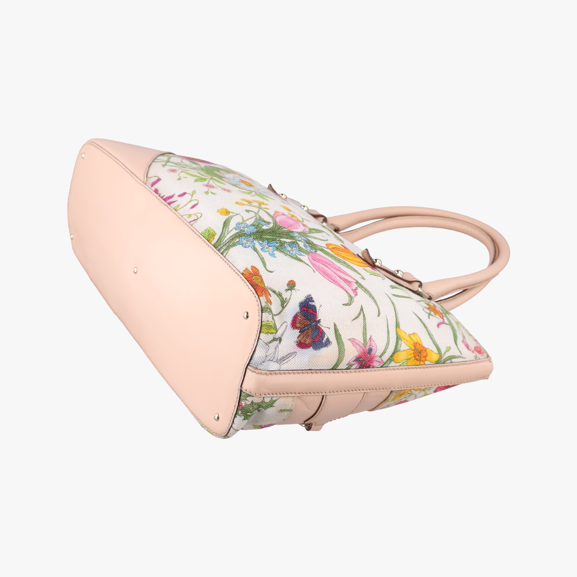 Pre-owned Gucci Horsebit Medium Hasler Ivory×Pink×Multicolor canvas×leather 137385 handbag | stylenewstar