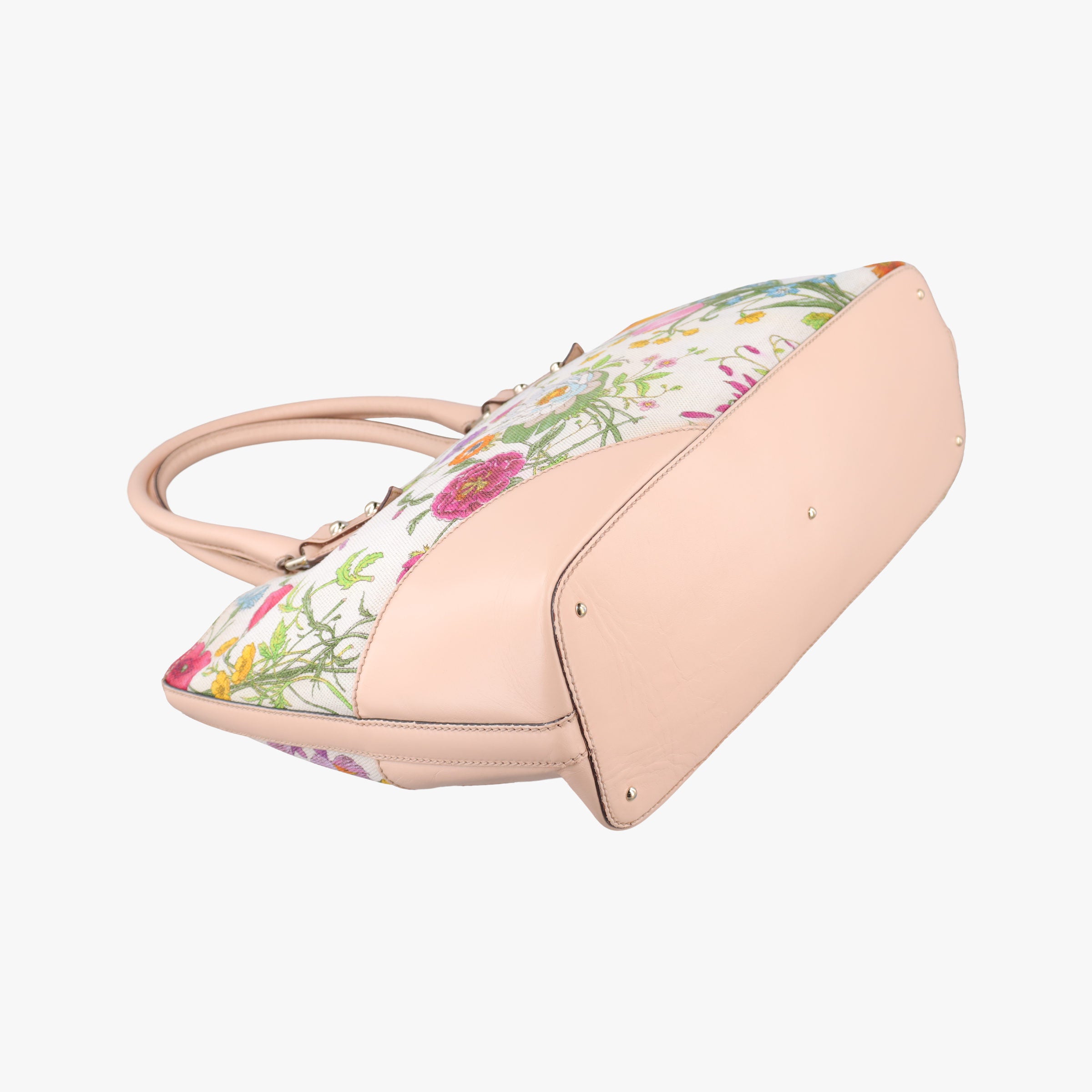 Pre-owned Gucci Horsebit Medium Hasler Ivory×Pink×Multicolor canvas×leather 137385 handbag | stylenewstar