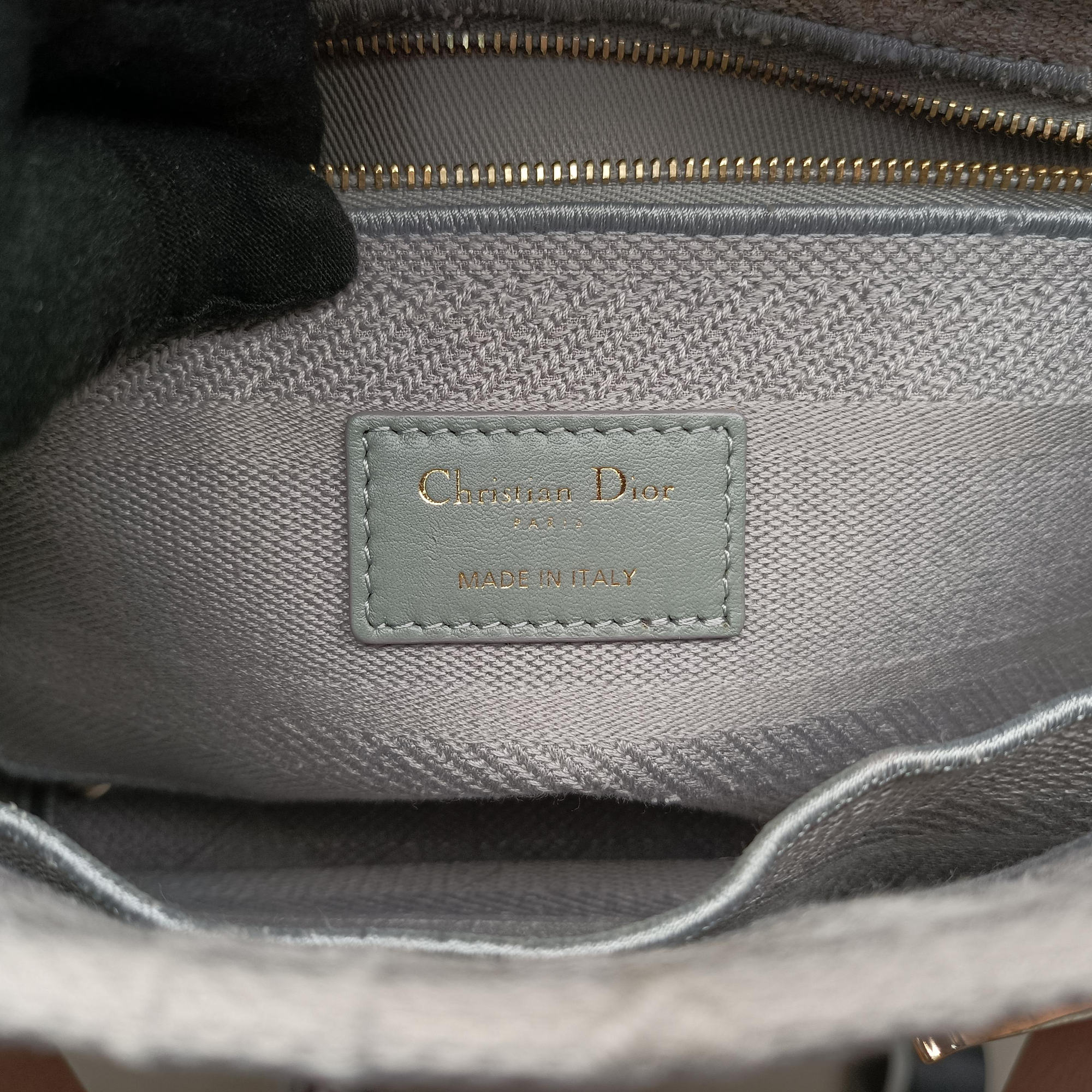 Pre-owned Christian Dior Lady Dior D-lite Grey Jacquard  shoulderbag | stylenewstar