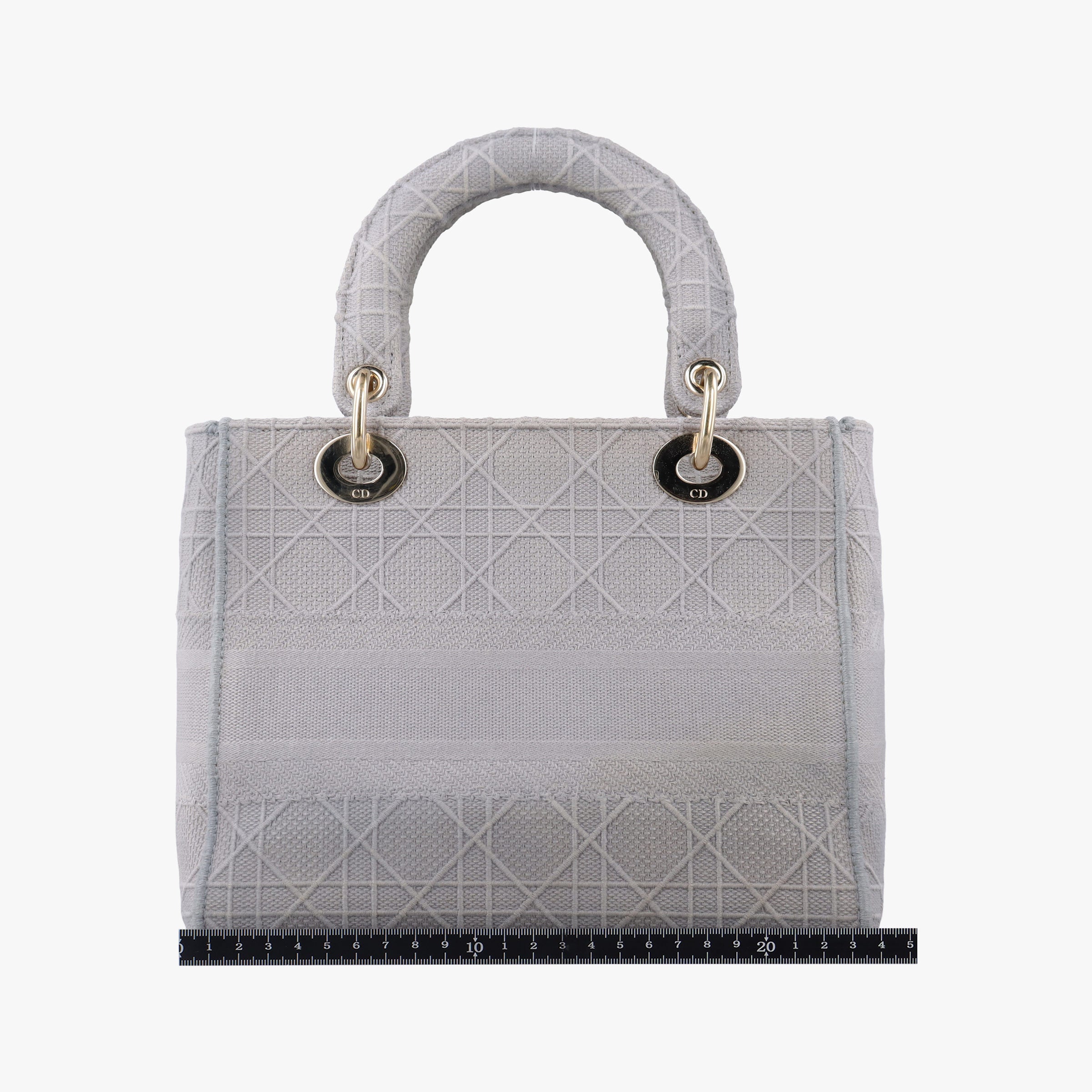 Pre-owned Christian Dior Lady Dior D-lite Grey Jacquard  shoulderbag | stylenewstar