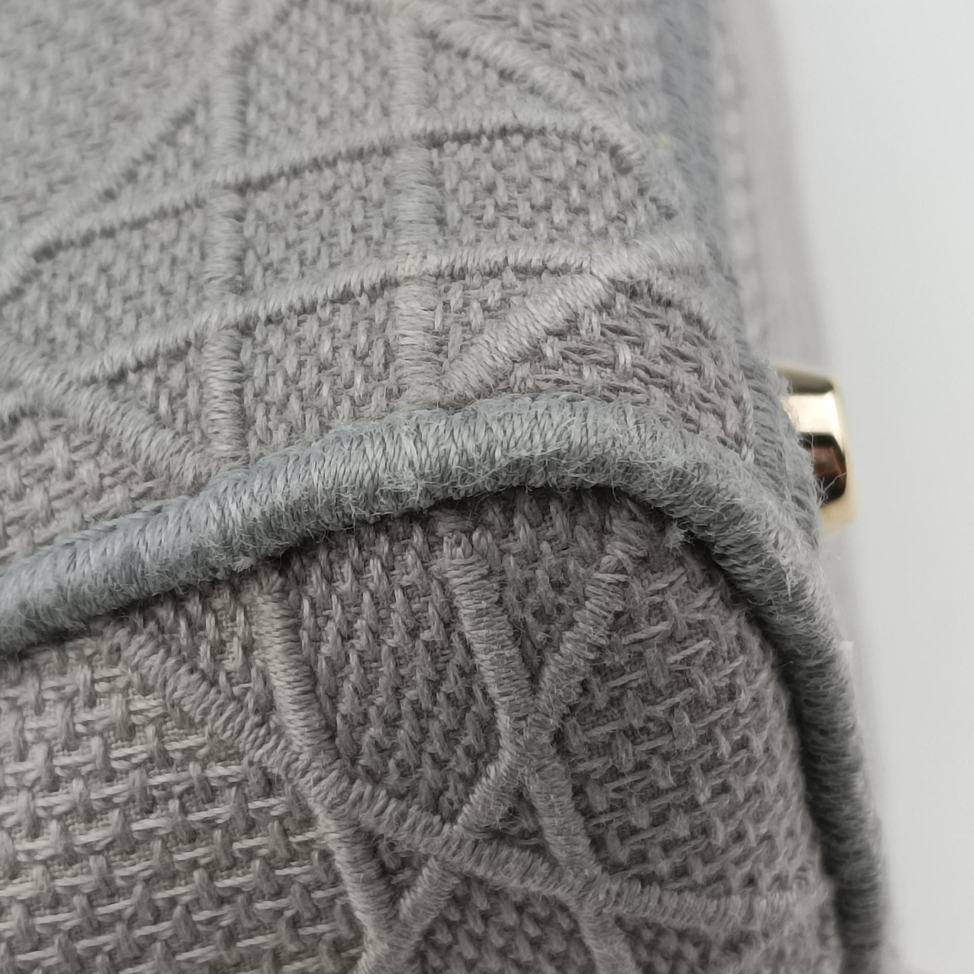 Pre-owned Christian Dior Lady Dior D-lite Grey Jacquard  shoulderbag | stylenewstar