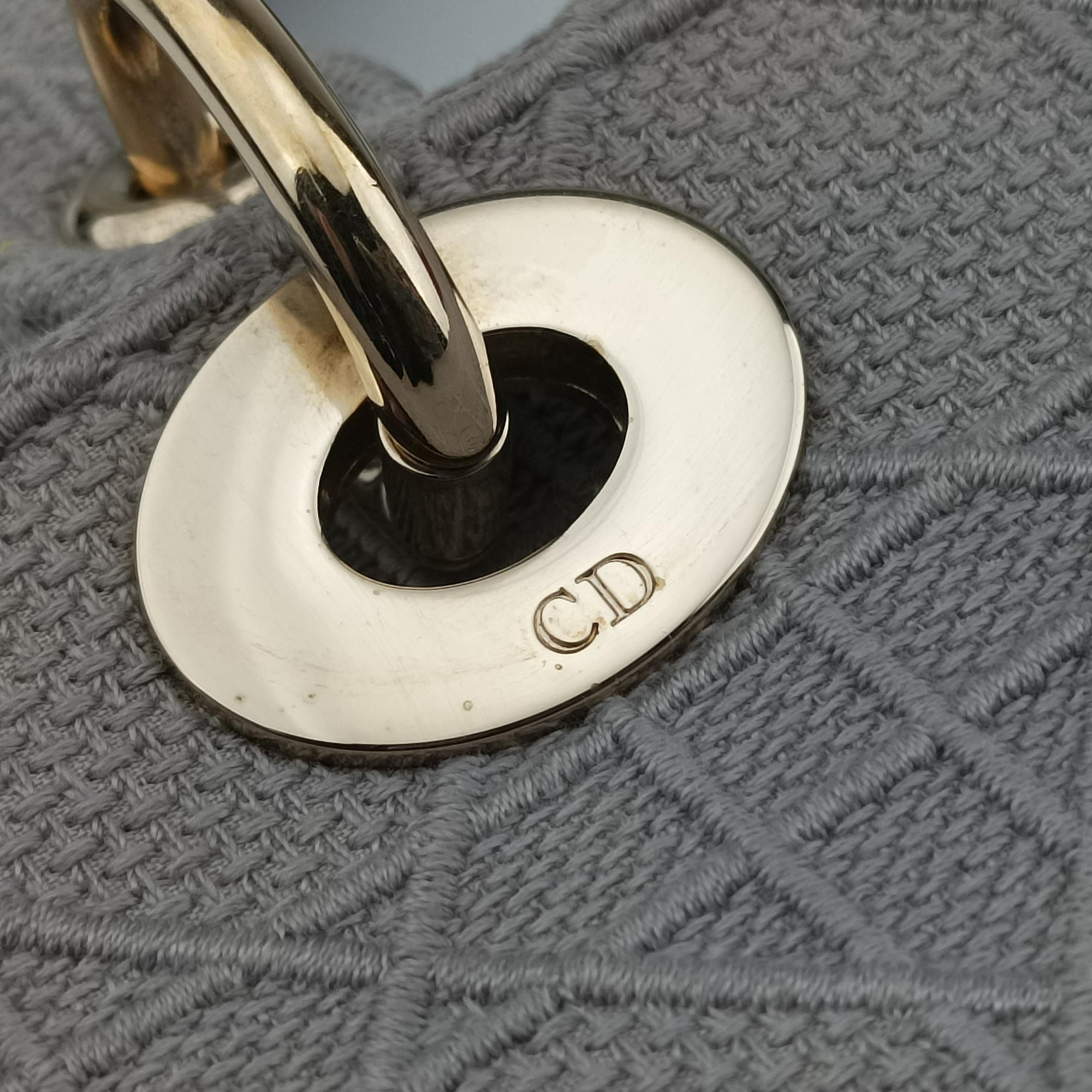 Pre-owned Christian Dior Lady Dior D-lite Grey Jacquard  shoulderbag | stylenewstar