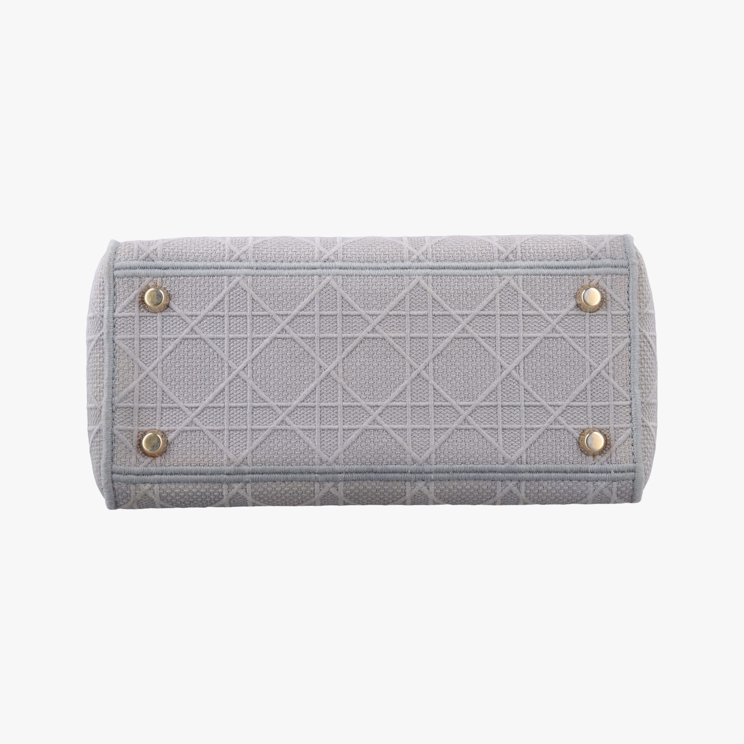 Pre-owned Christian Dior Lady Dior D-lite Grey Jacquard  shoulderbag | stylenewstar
