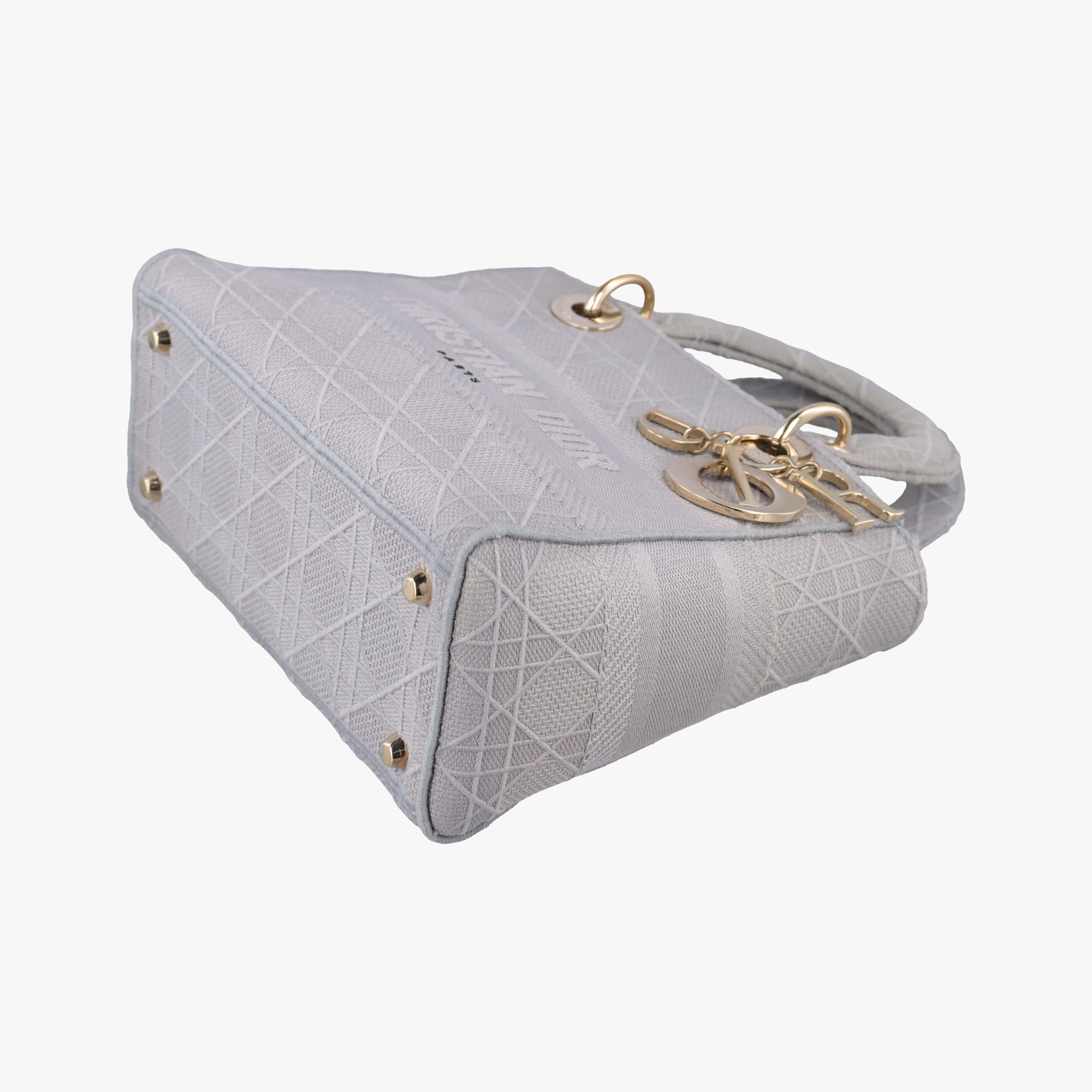 Pre-owned Christian Dior Lady Dior D-lite Grey Jacquard  shoulderbag | stylenewstar