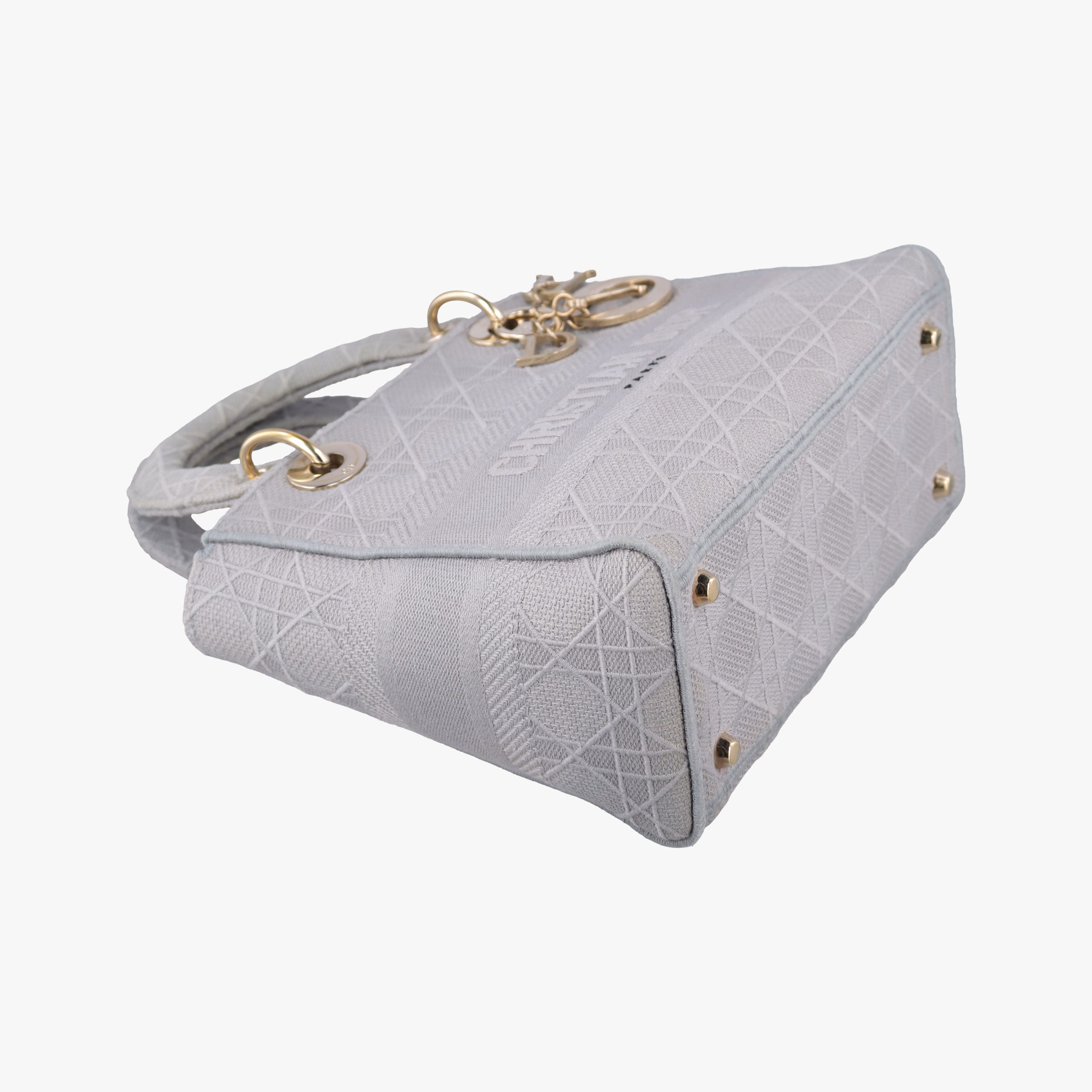 Pre-owned Christian Dior Lady Dior D-lite Grey Jacquard  shoulderbag | stylenewstar