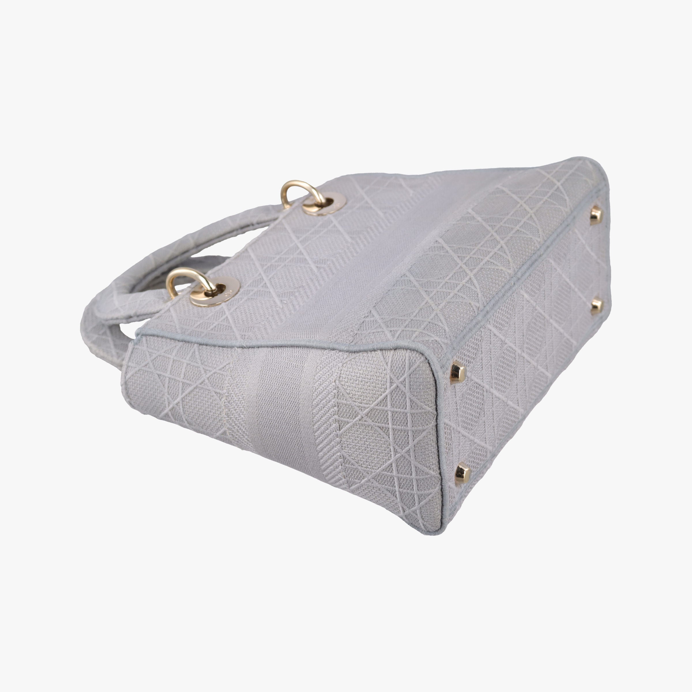 Pre-owned Christian Dior Lady Dior D-lite Grey Jacquard  shoulderbag | stylenewstar