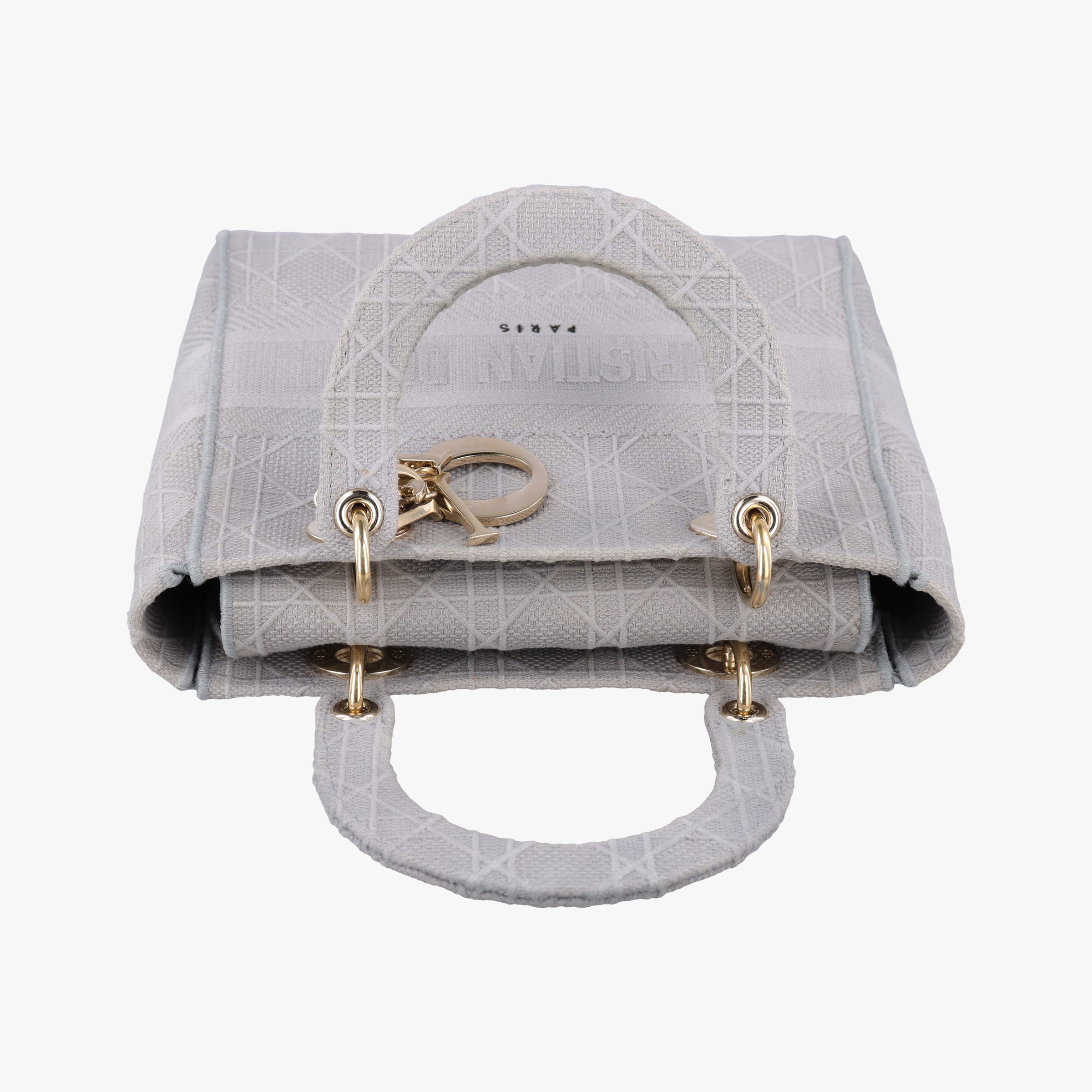 Pre-owned Christian Dior Lady Dior D-lite Grey Jacquard  shoulderbag | stylenewstar