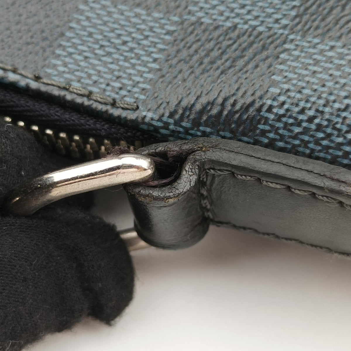 Pre-owned Louis Vuitton Porte-Documents Jour Black×Navy Damier Cobalt N42241 handbag | stylenewstar