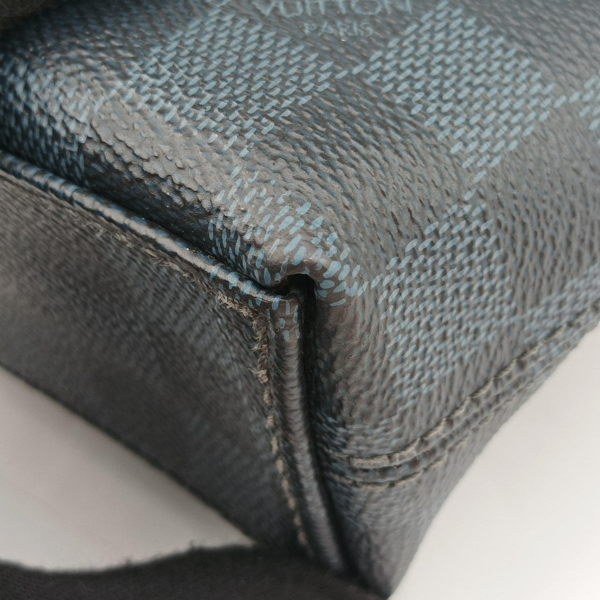 Pre-owned Louis Vuitton Porte-Documents Jour Black×Navy Damier Cobalt N42241 handbag | stylenewstar