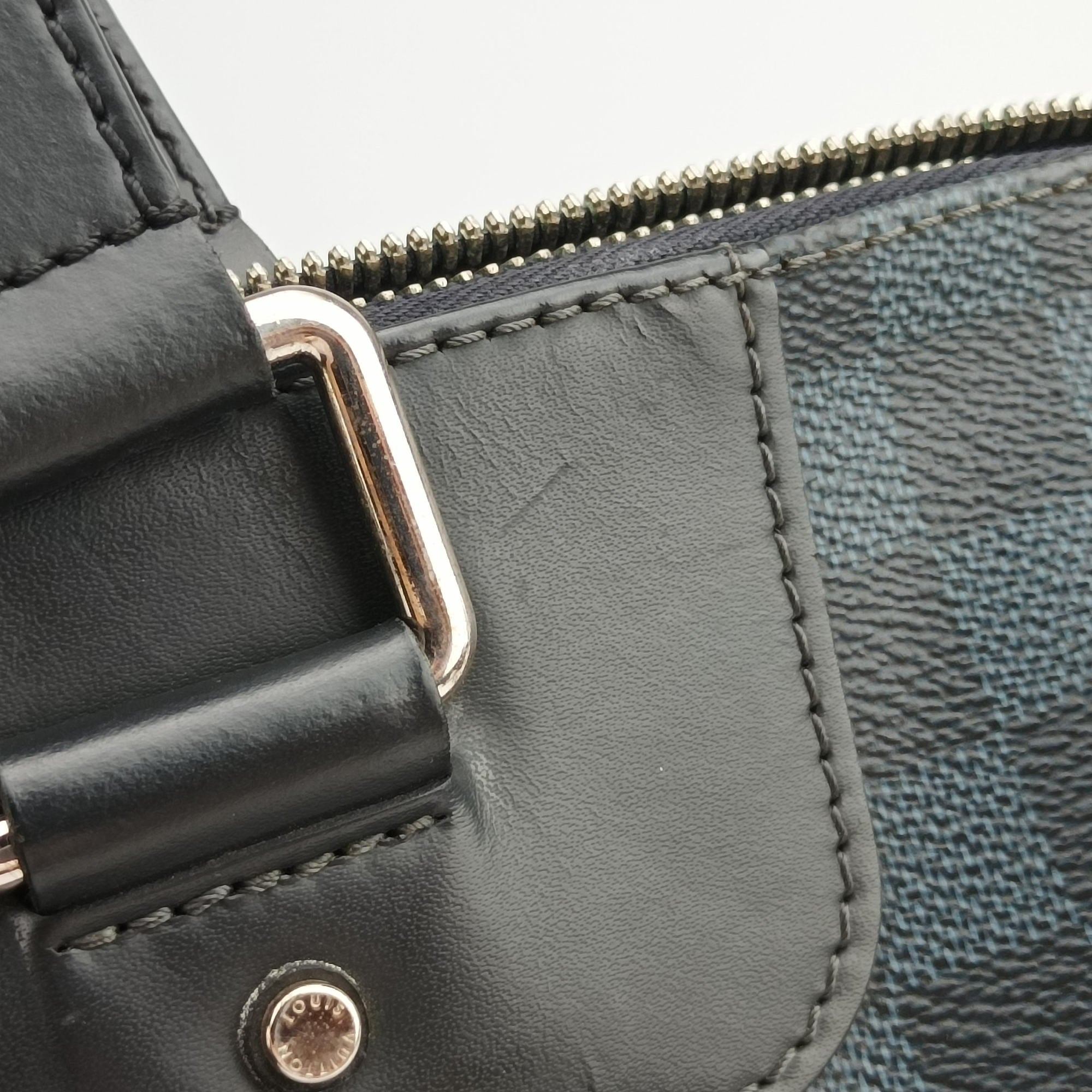 Pre-owned Louis Vuitton Porte-Documents Jour Black×Navy Damier Cobalt N42241 handbag | stylenewstar