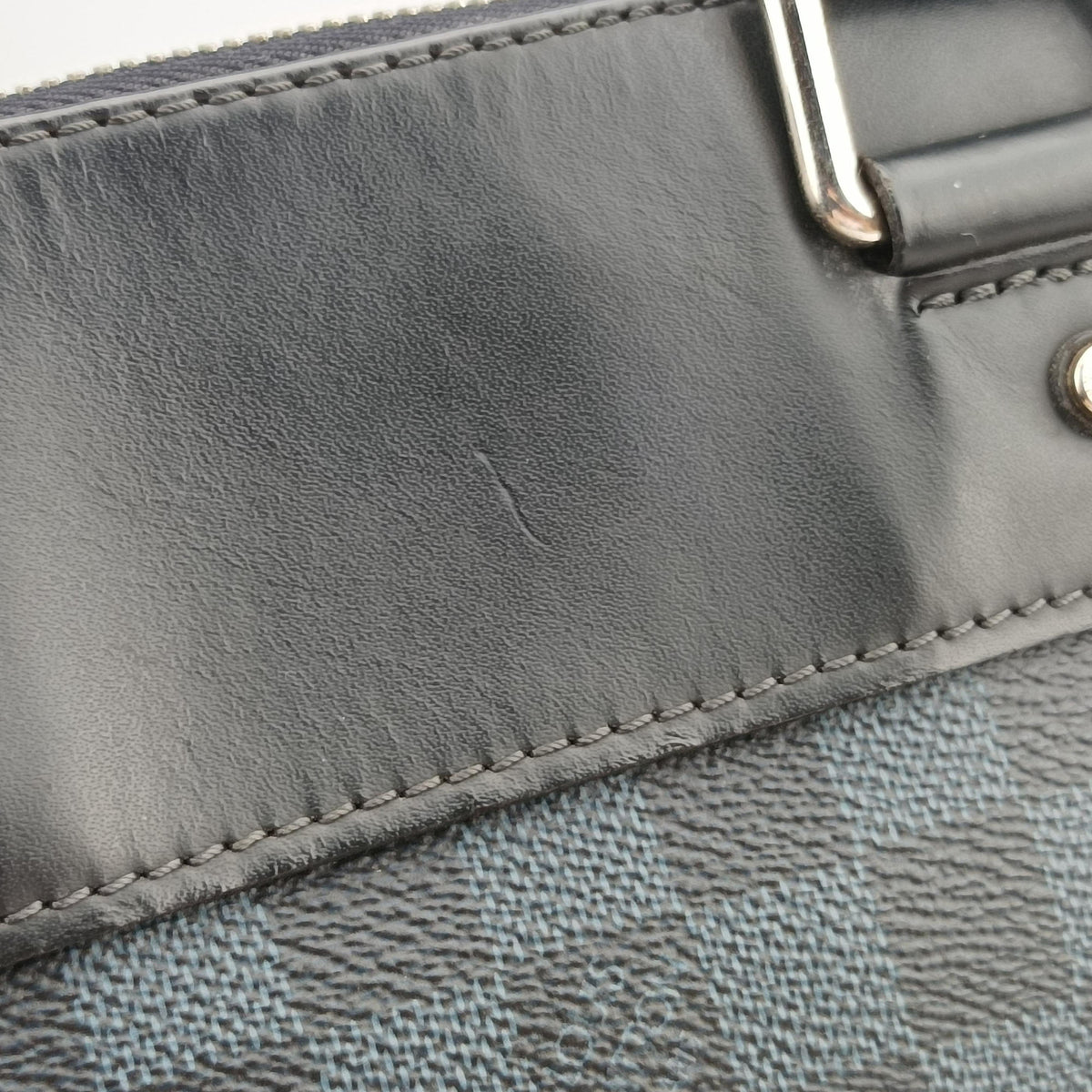 Pre-owned Louis Vuitton Porte-Documents Jour Black×Navy Damier Cobalt N42241 handbag | stylenewstar