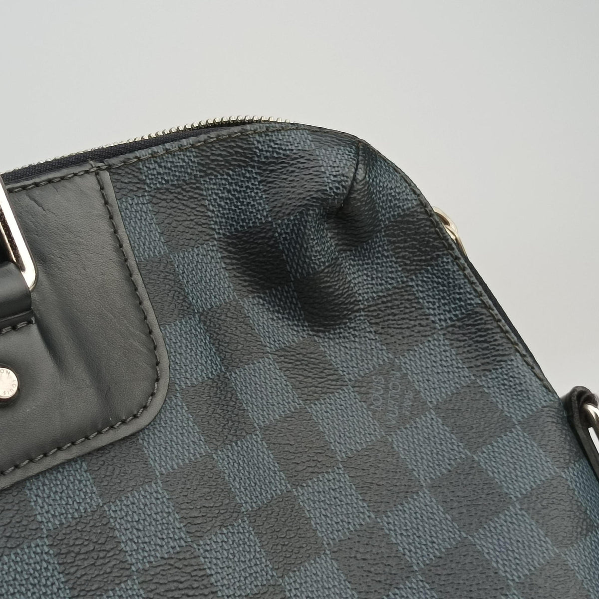 Pre-owned Louis Vuitton Porte-Documents Jour Black×Navy Damier Cobalt N42241 handbag | stylenewstar