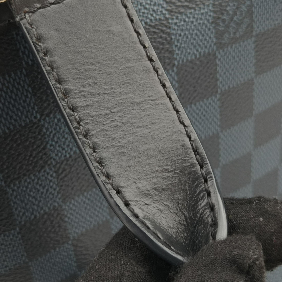 Pre-owned Louis Vuitton Porte-Documents Jour Black×Navy Damier Cobalt N42241 handbag | stylenewstar