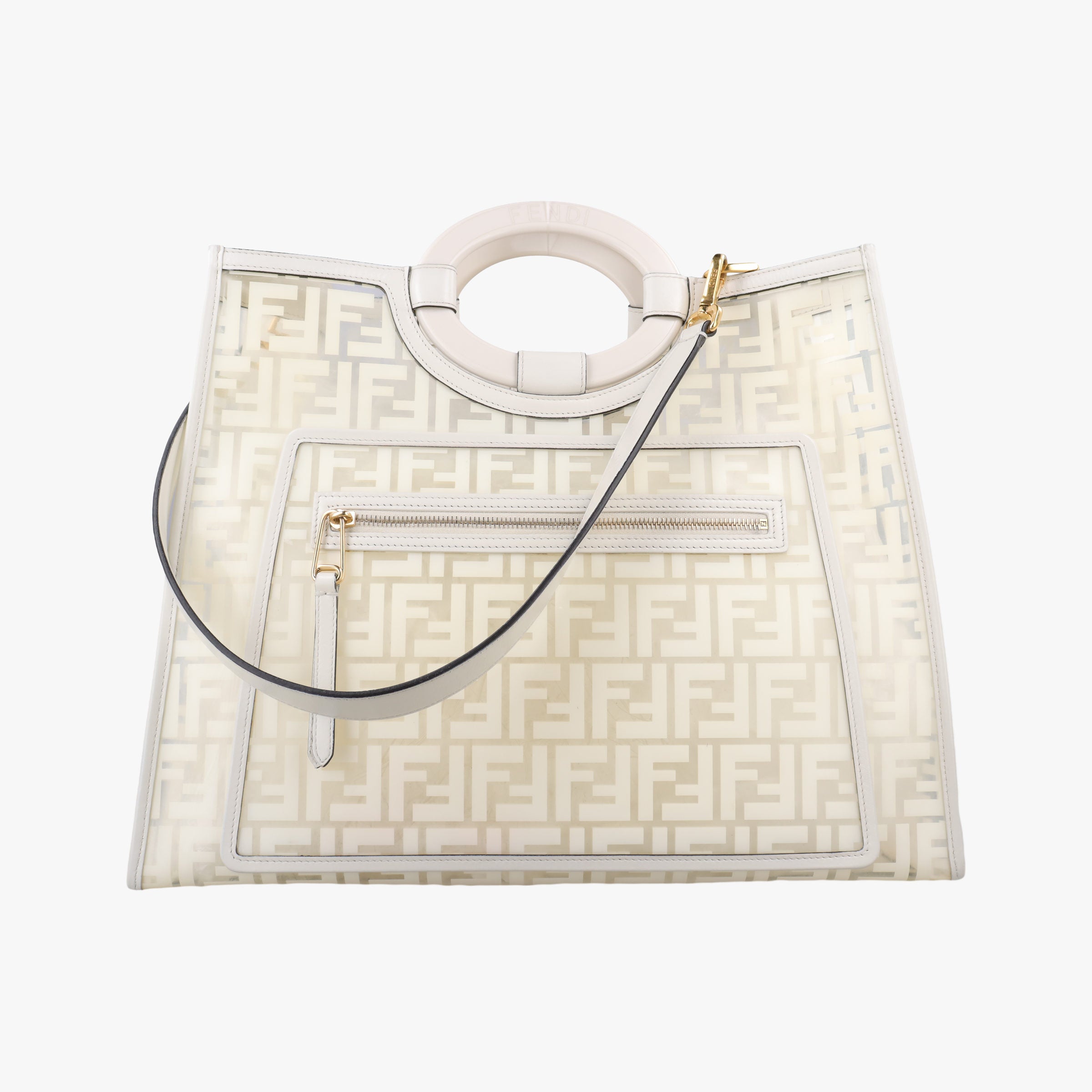 Secondhand Fendi Runaway Shopper White PVC coated canvas 8BH360 shoulderbag | stylenewstar