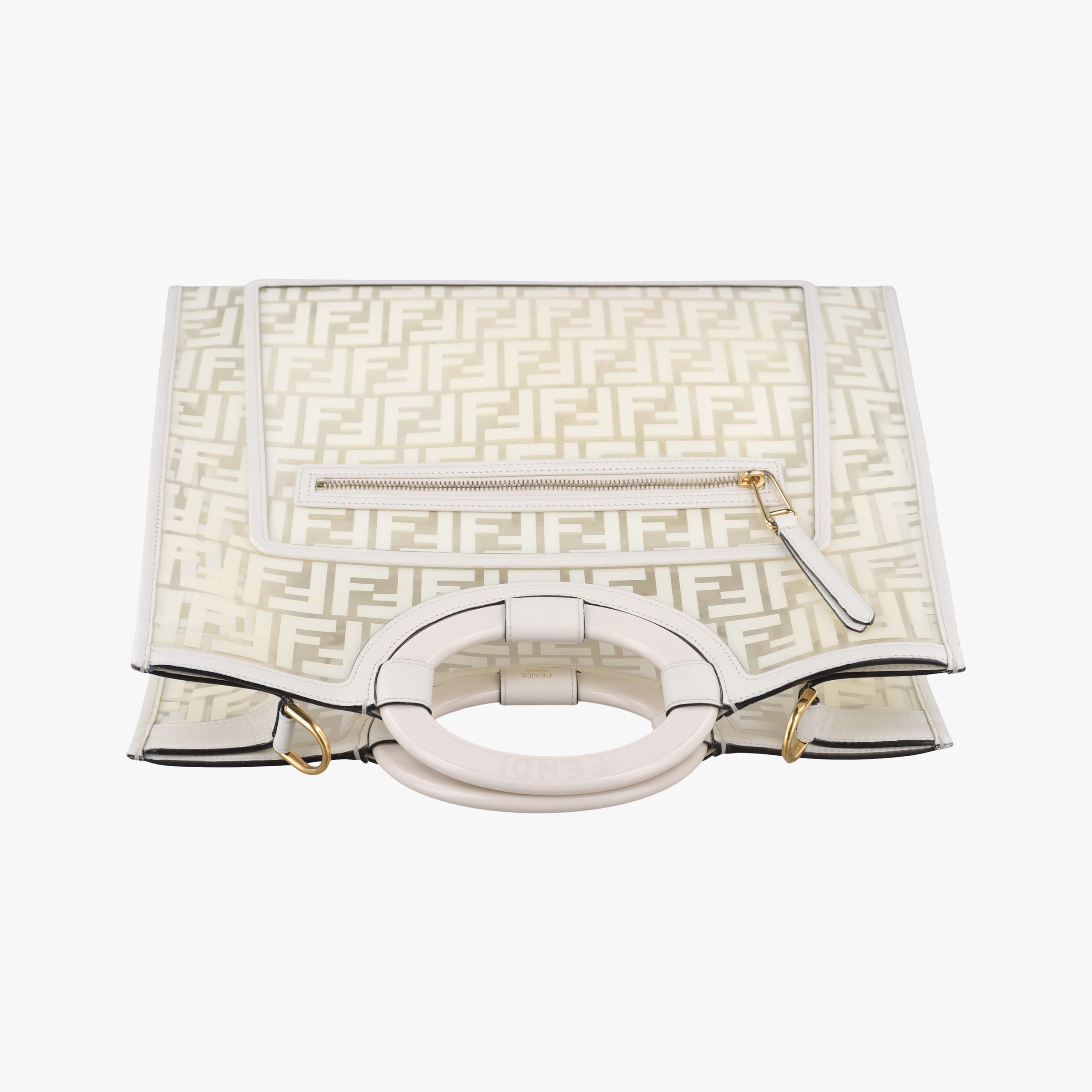 Secondhand Fendi Runaway Shopper White PVC coated canvas 8BH360 shoulderbag | stylenewstar