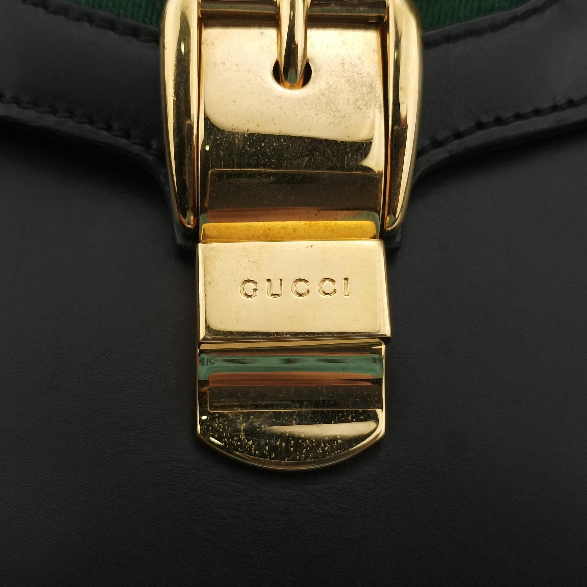 Pre-owned Gucci Sylvie Black×green×red Leather 421882 shoulderbag | stylenewstar
