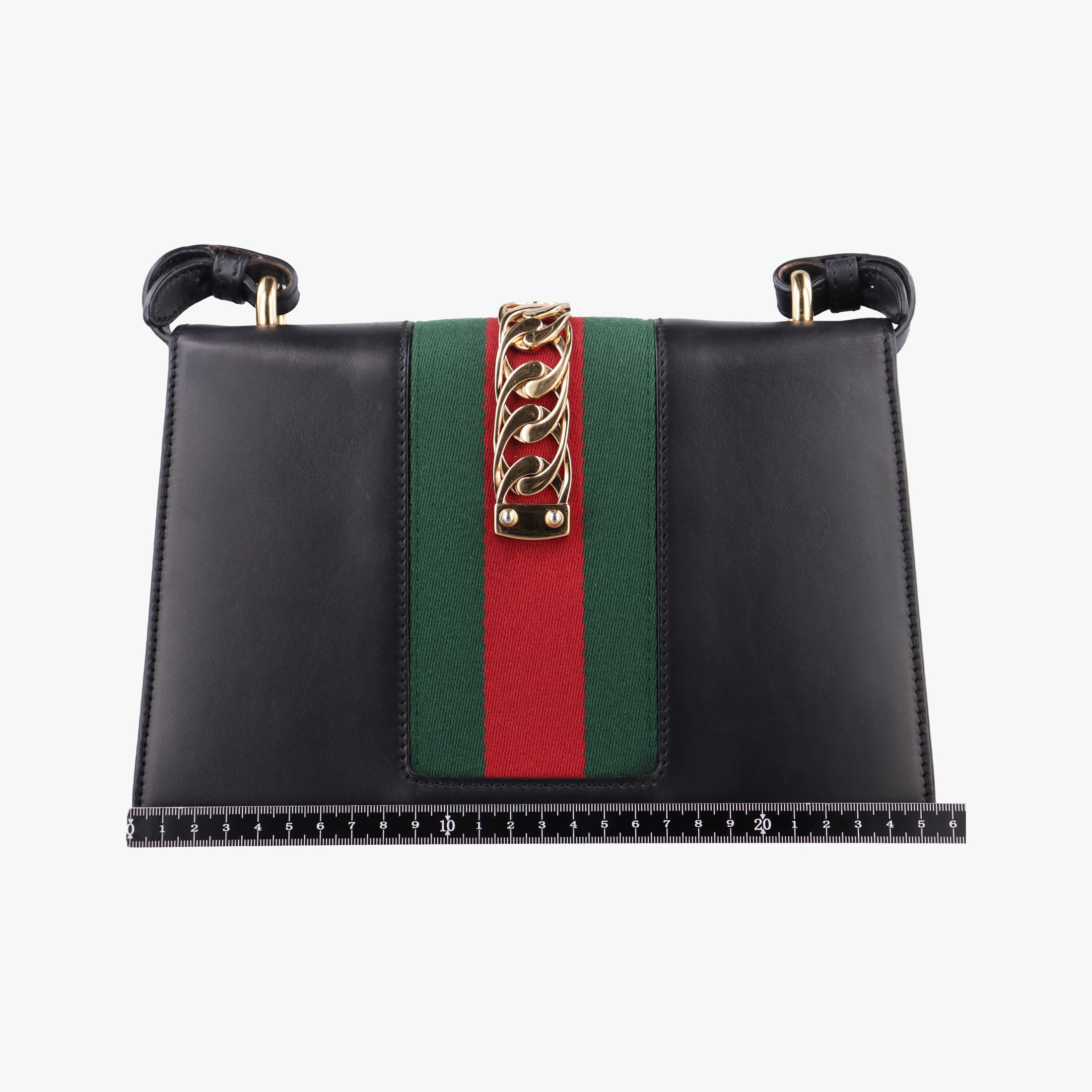 Pre-owned Gucci Sylvie Black×green×red Leather 421882 shoulderbag | stylenewstar