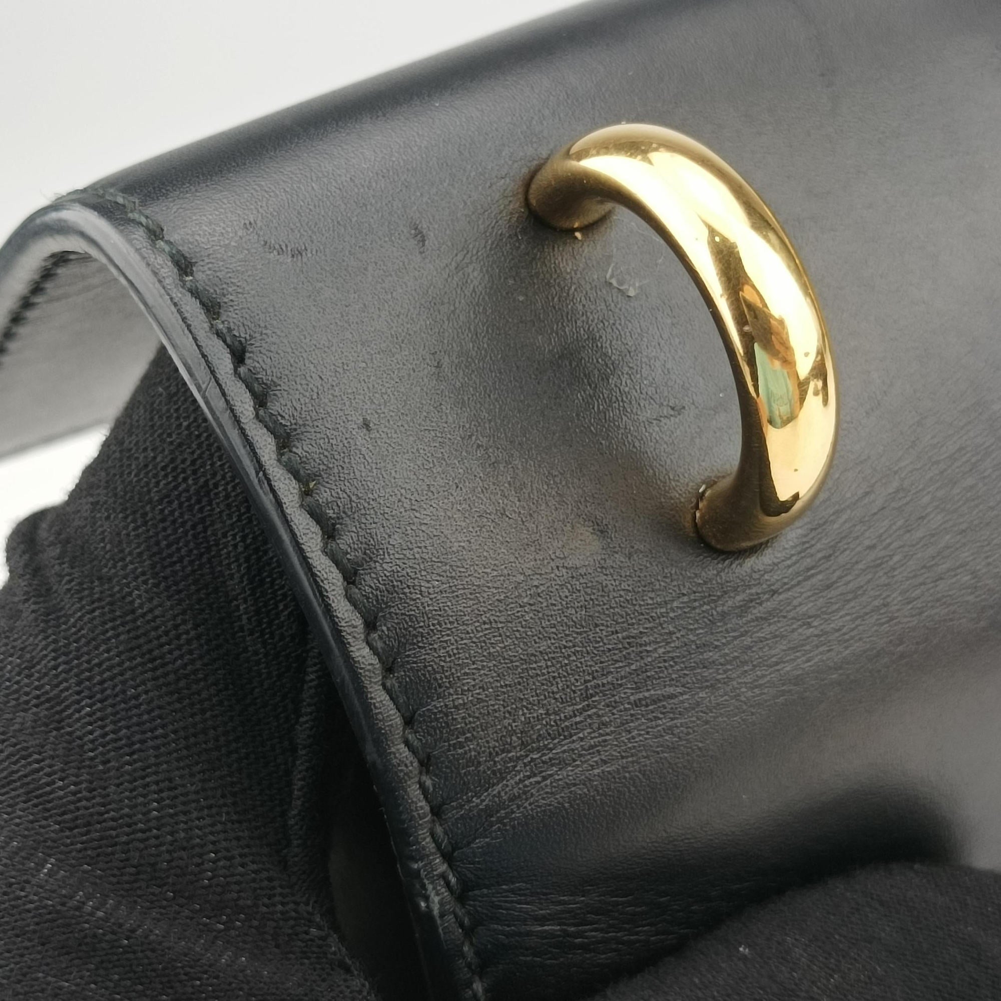 Pre-owned Gucci Sylvie Black×green×red Leather 421882 shoulderbag | stylenewstar