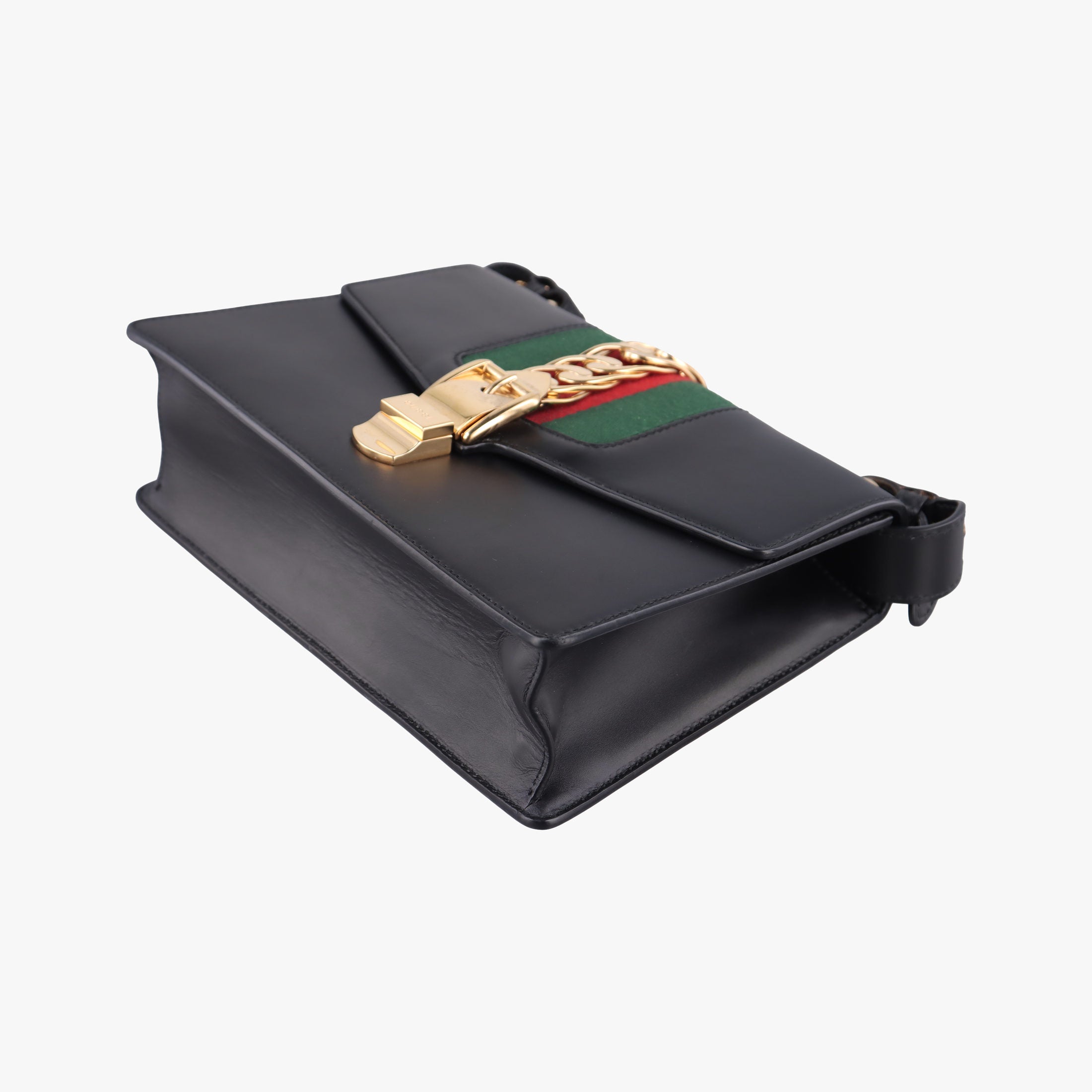Pre-owned Gucci Sylvie Black×green×red Leather 421882 shoulderbag | stylenewstar