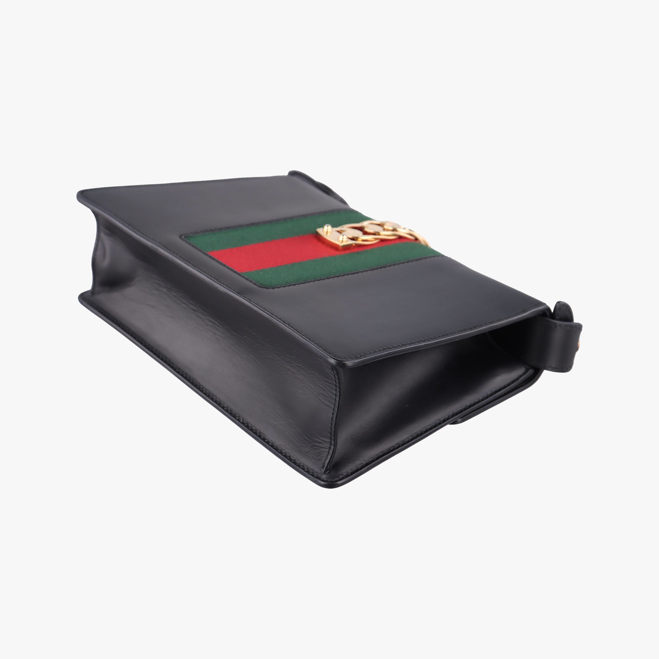 Pre-owned Gucci Sylvie Black×green×red Leather 421882 shoulderbag | stylenewstar