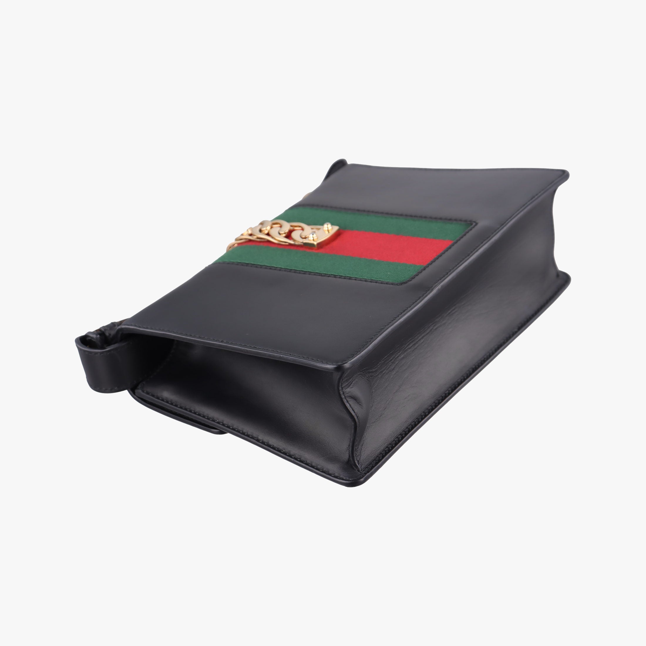 Pre-owned Gucci Sylvie Black×green×red Leather 421882 shoulderbag | stylenewstar