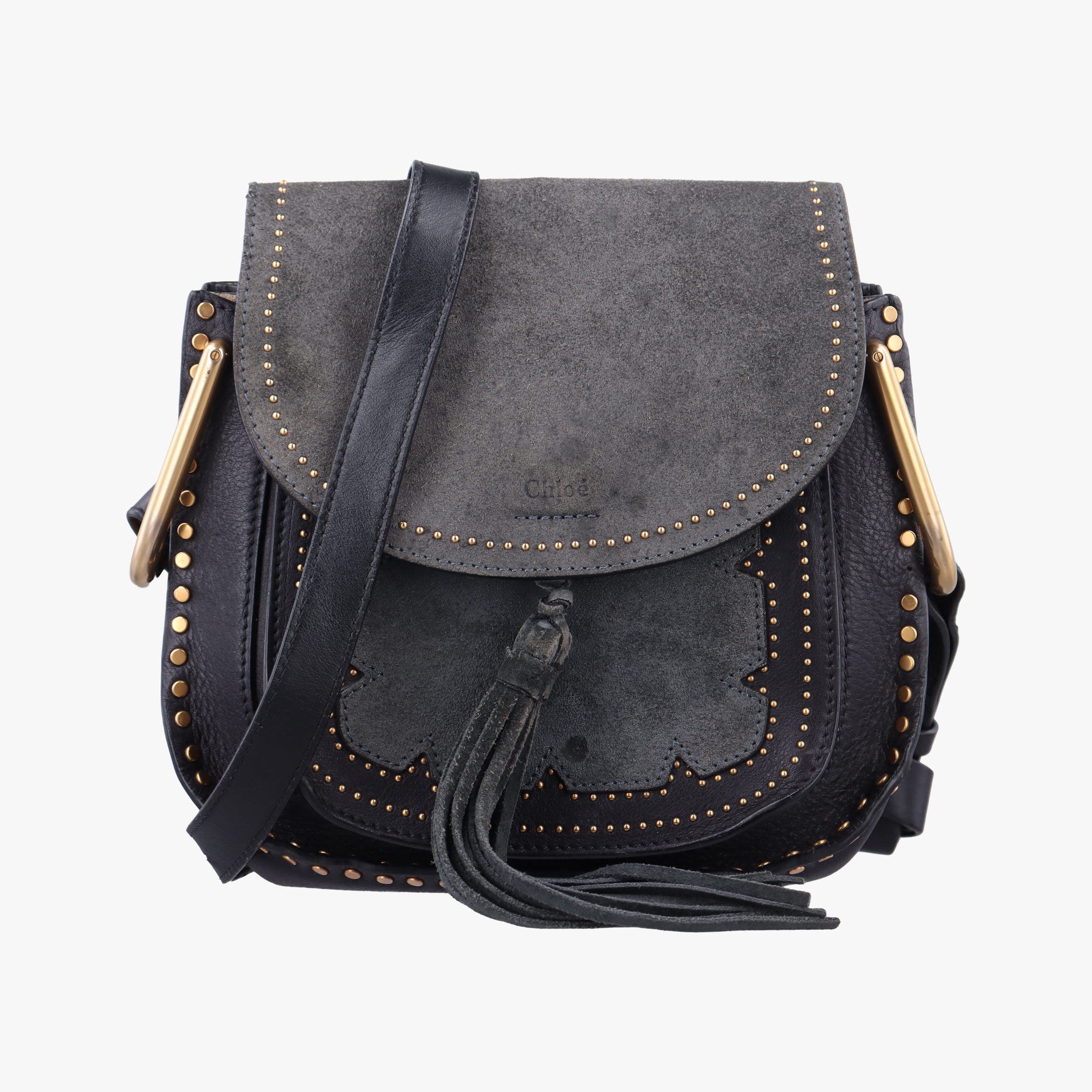 Pre-owned Chloe Hudson Gray × Black Suede × Leather  shoulderbag | stylenewstar