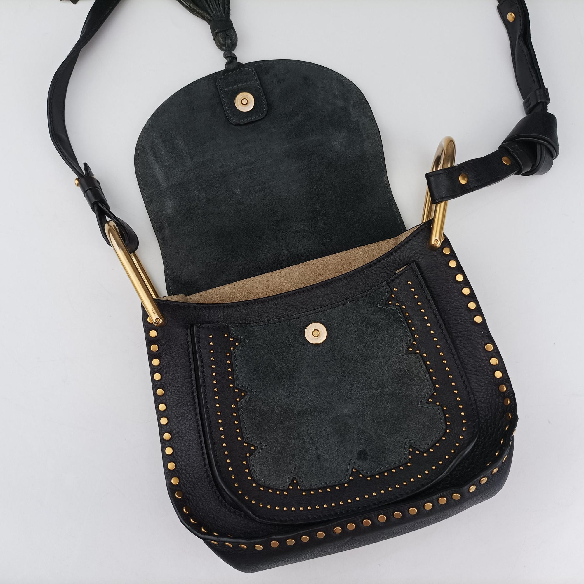Pre-owned Chloe Hudson Gray × Black Suede × Leather  shoulderbag | stylenewstar