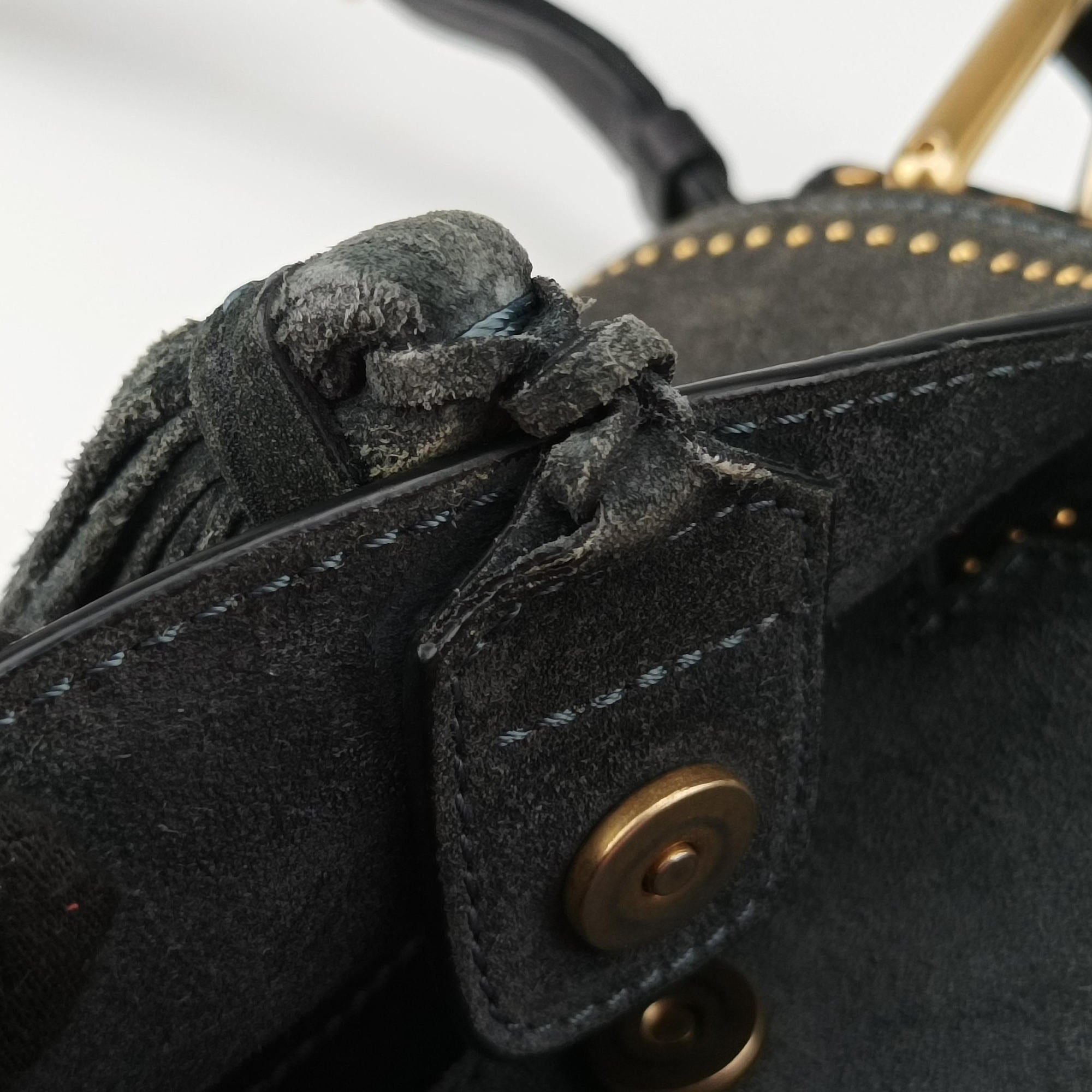 Pre-owned Chloe Hudson Gray × Black Suede × Leather  shoulderbag | stylenewstar